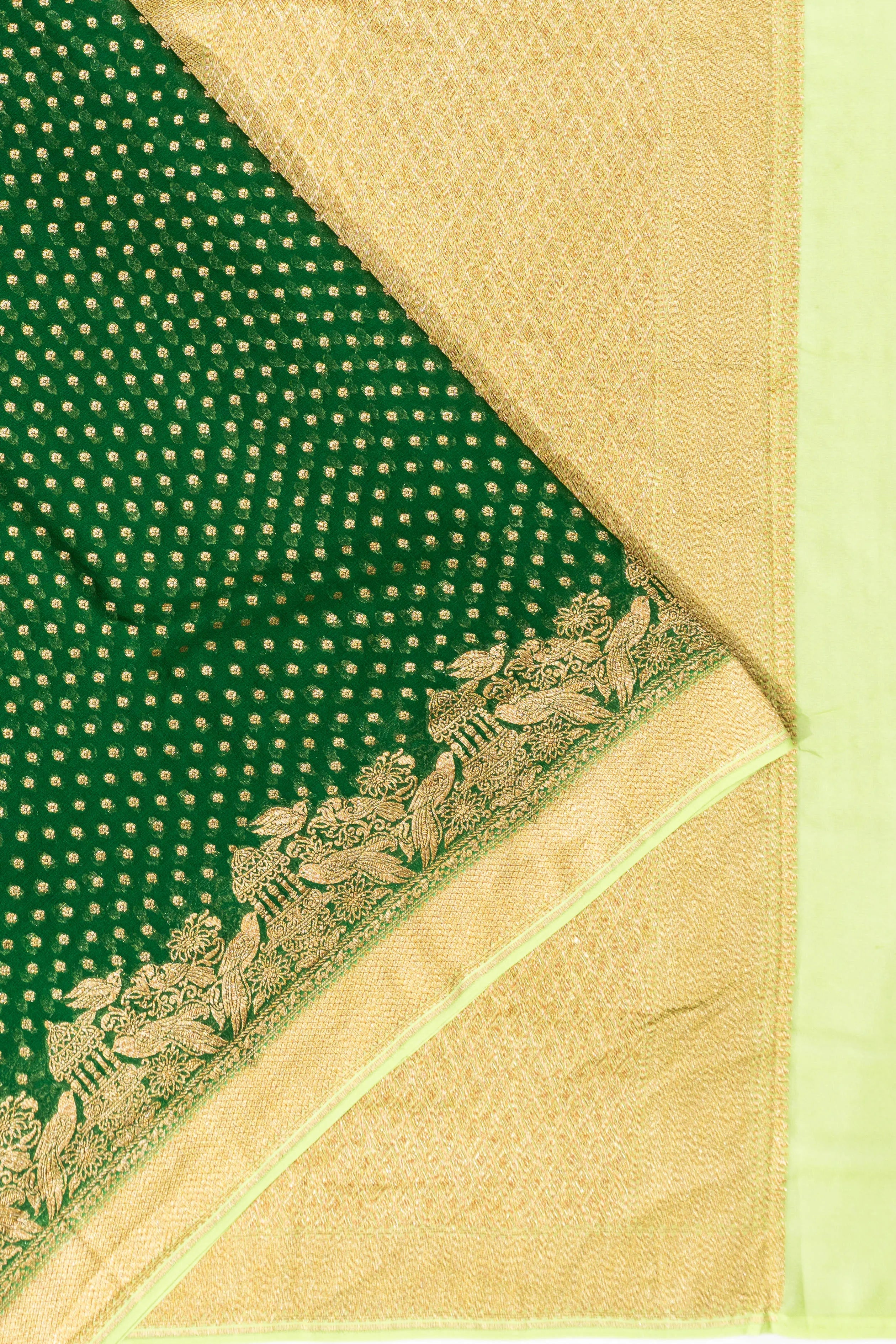 Banarasi Georgette Brocade Dark Green Saree