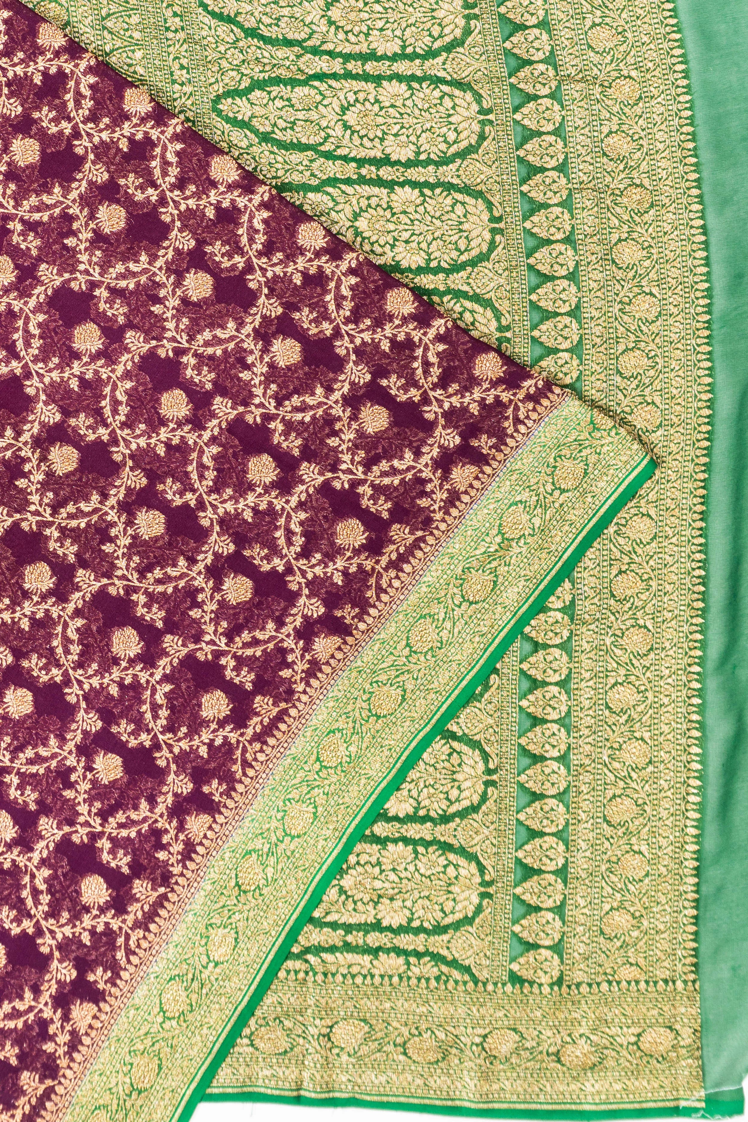 Banarasi Georgette Brocade Purple Saree