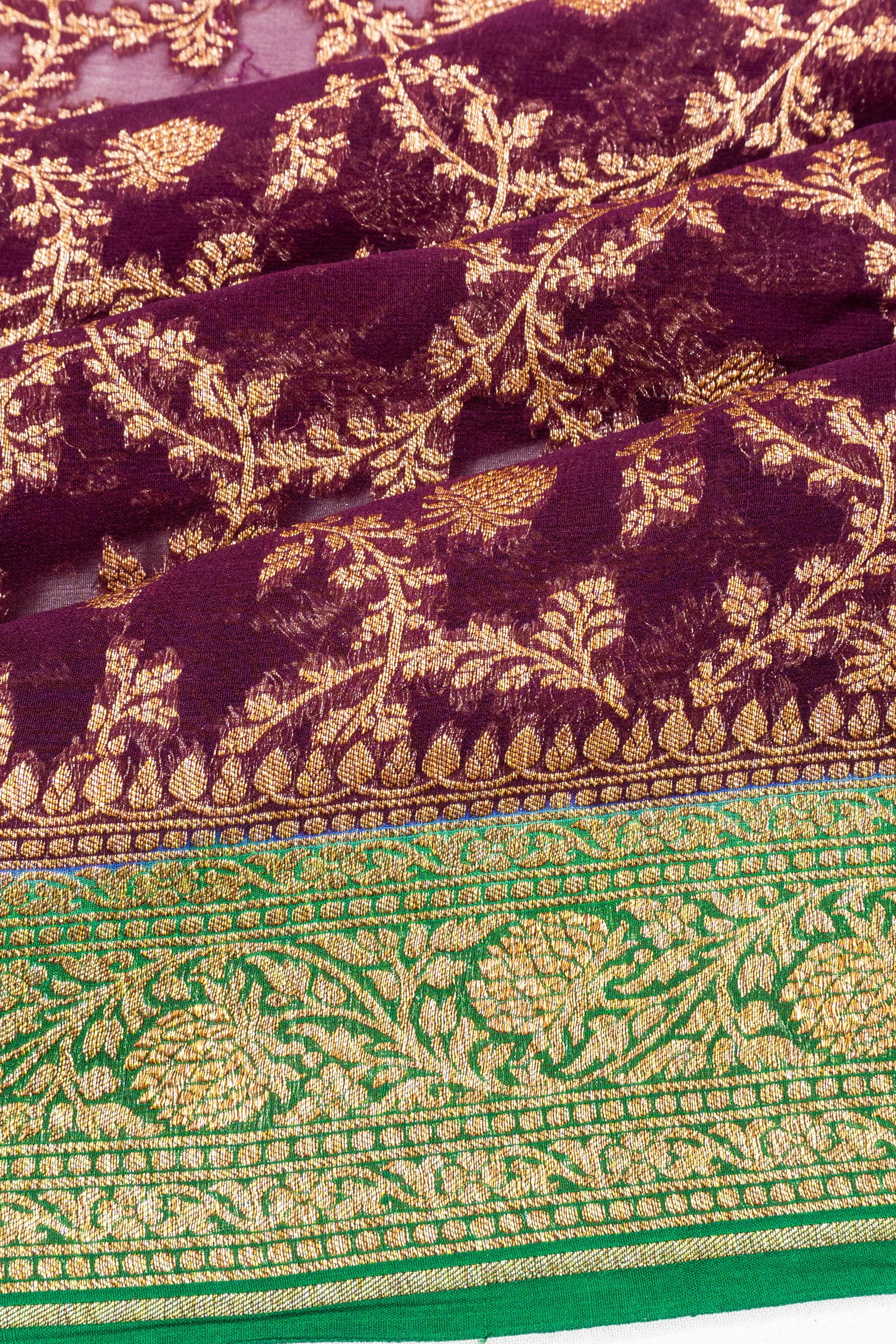 Banarasi Georgette Brocade Purple Saree