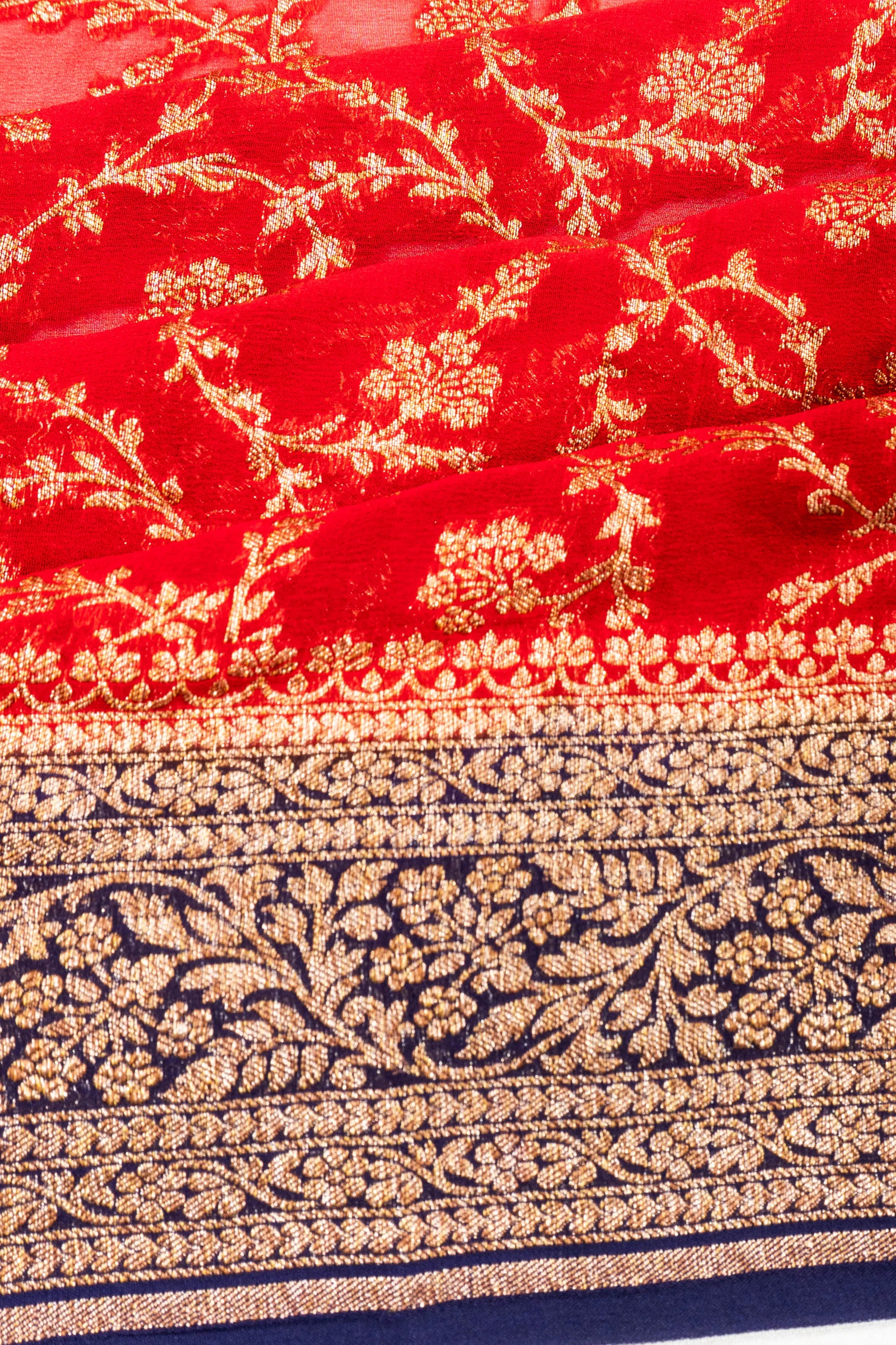Banarasi Georgette Brocade Red Saree