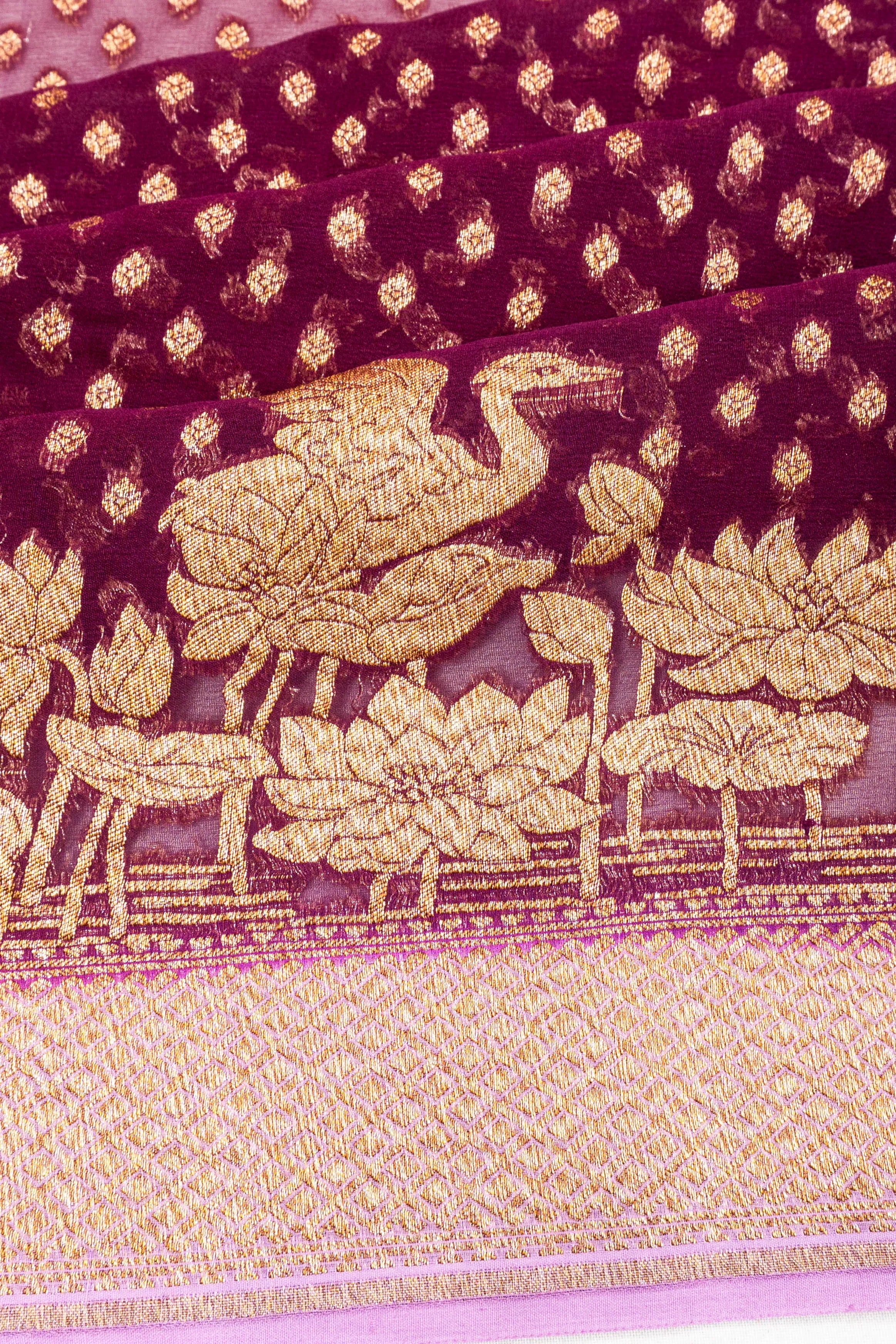 Banarasi Georgette Brocade Purple Saree