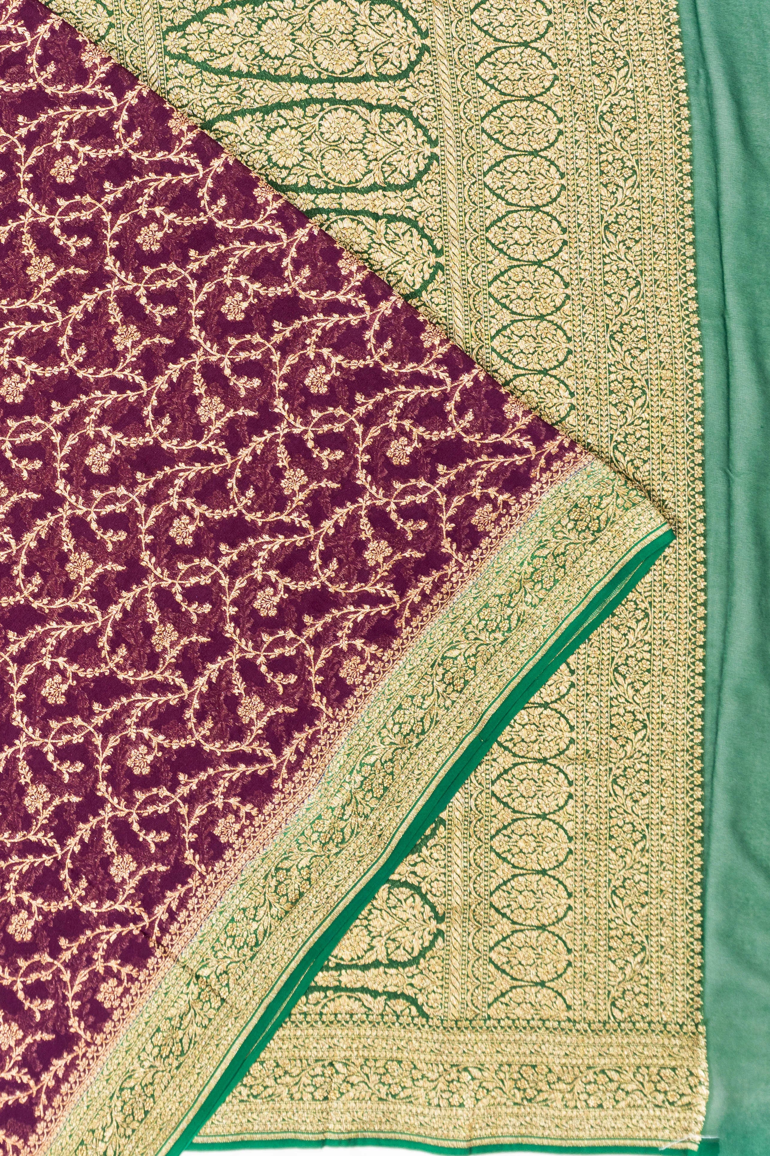 Banarasi Georgette Brocade Purple Saree