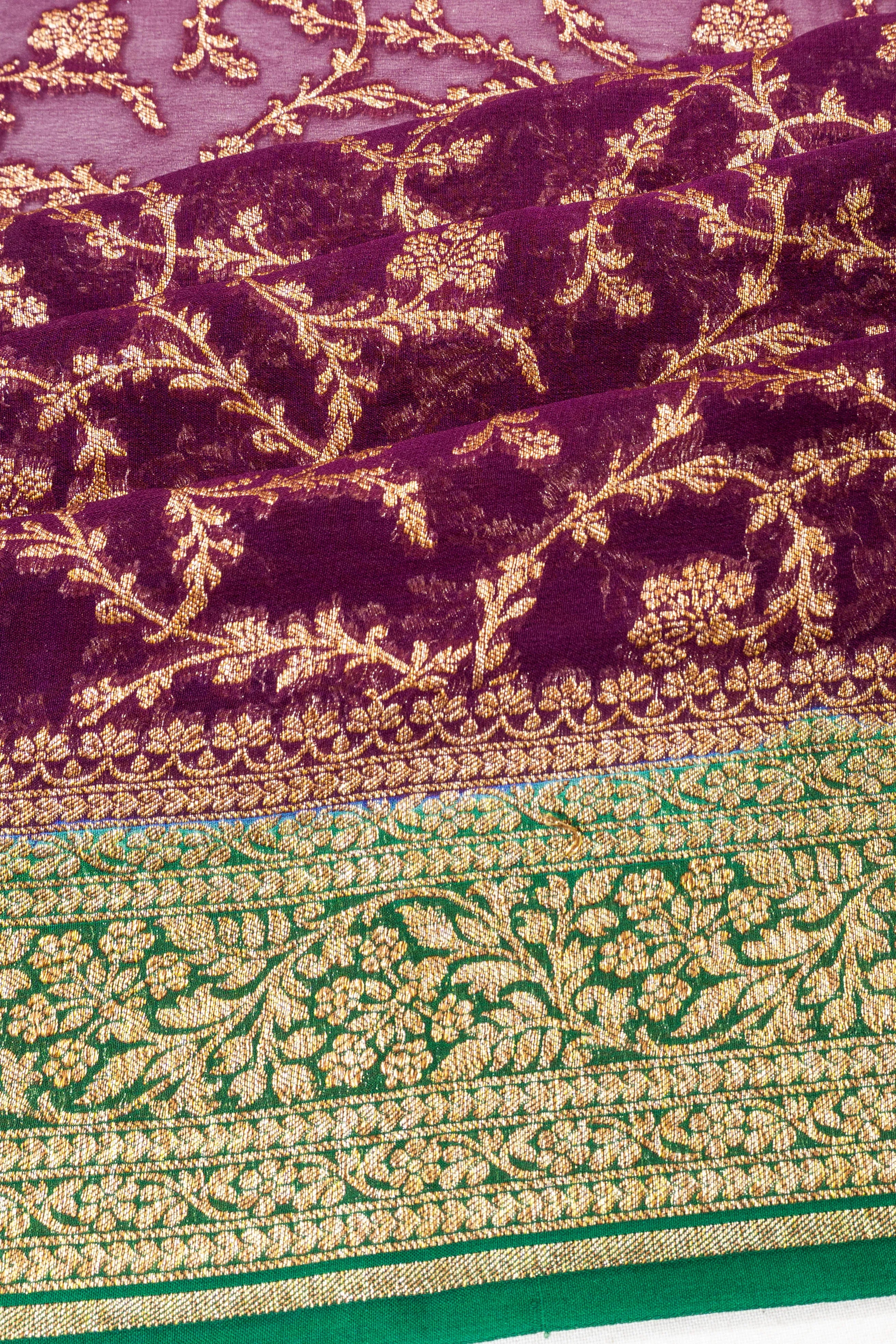 Banarasi Georgette Brocade Purple Saree