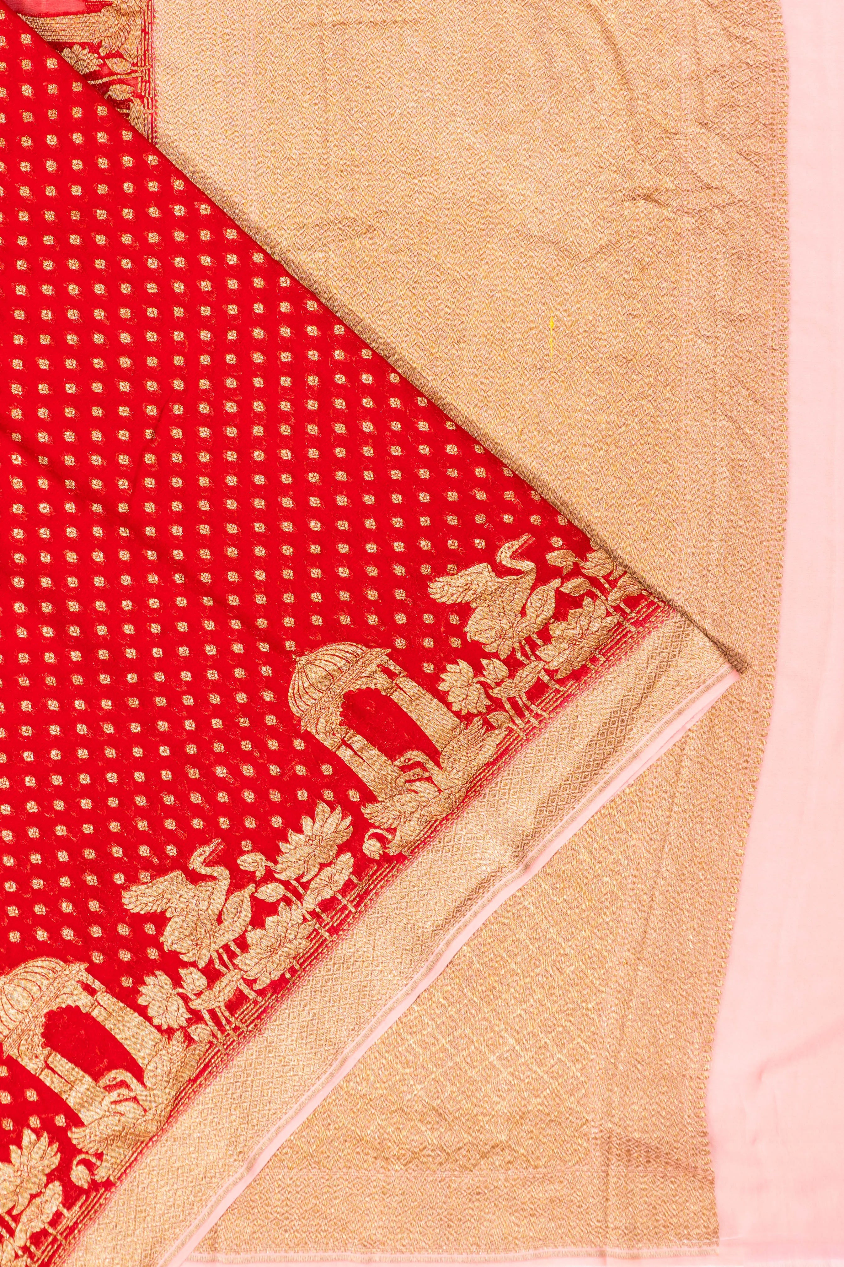 Banarasi Georgette Brocade Red Saree