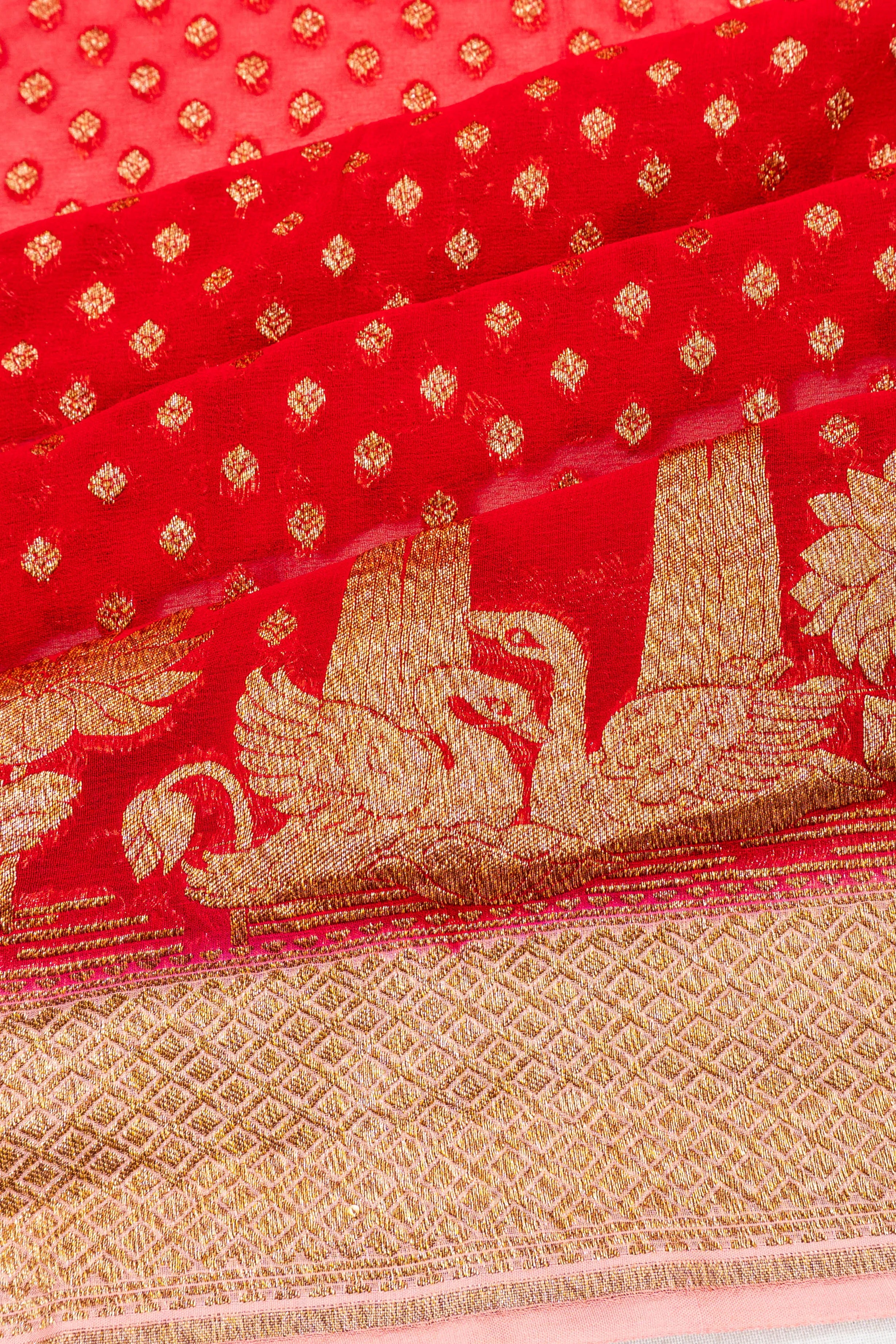 Banarasi Georgette Brocade Red Saree