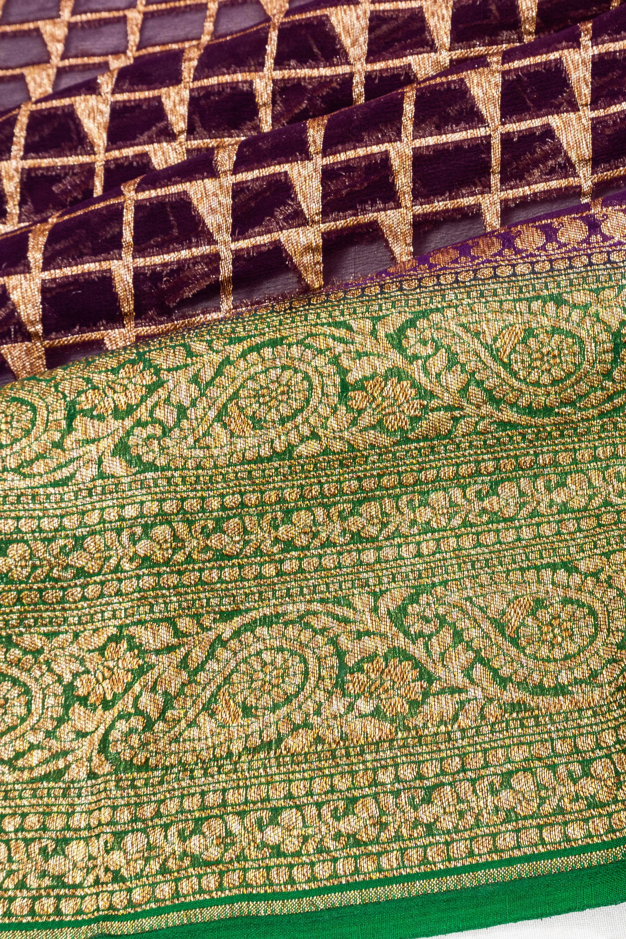 Banarasi Georgette Checks Purple Saree