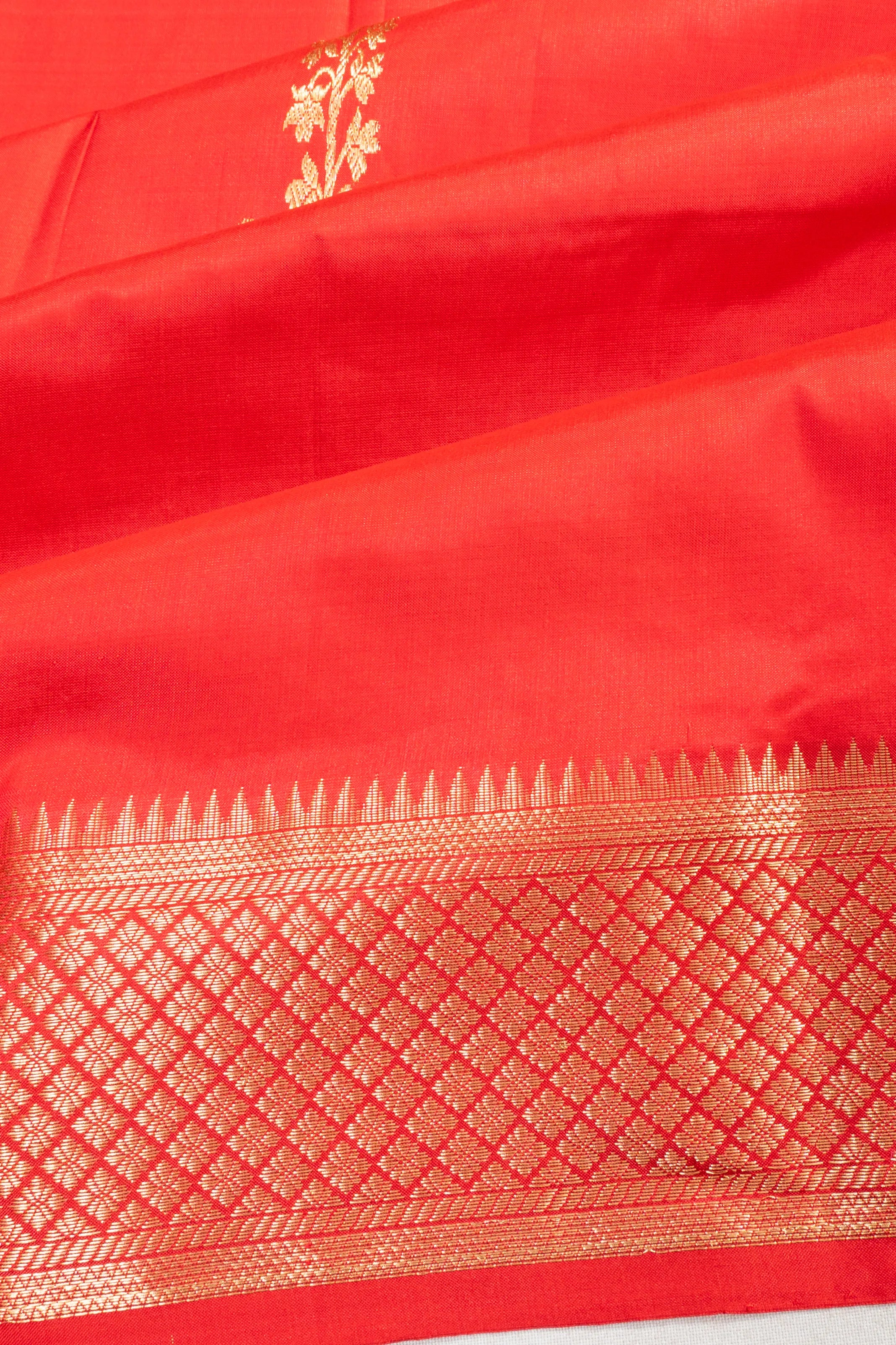 Banarasi Katan Silk Butta Vermilion Red Saree