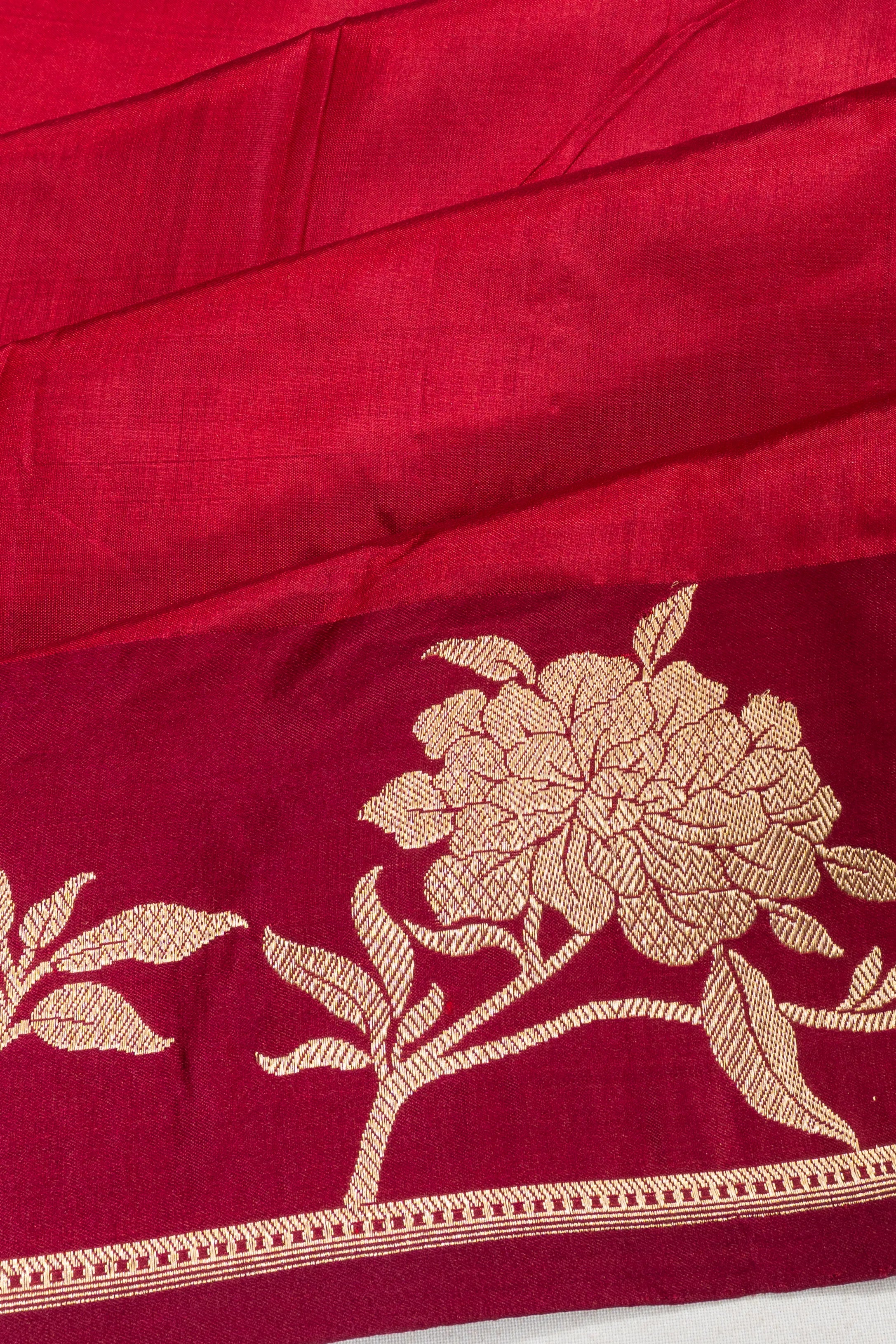 Banarasi Katan Silk Butta Red Saree