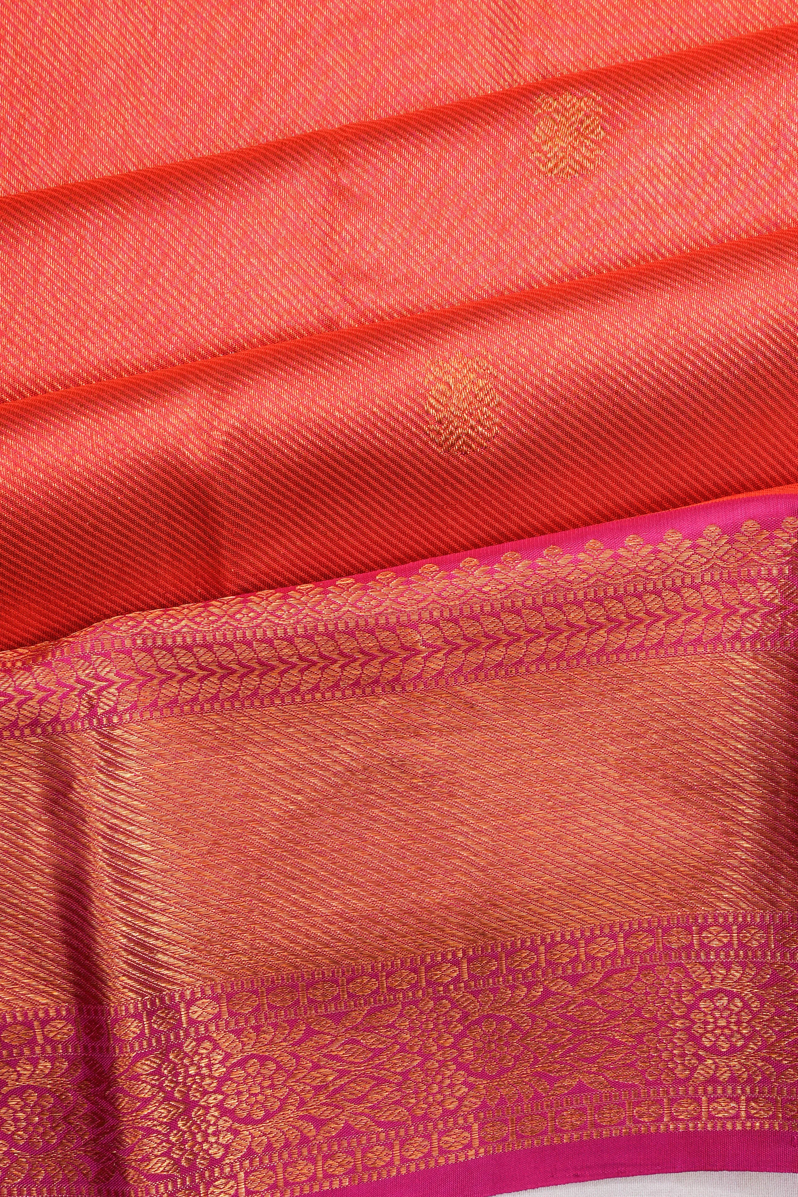 Kanchipuram Silk Butta Vermillion Red Saree