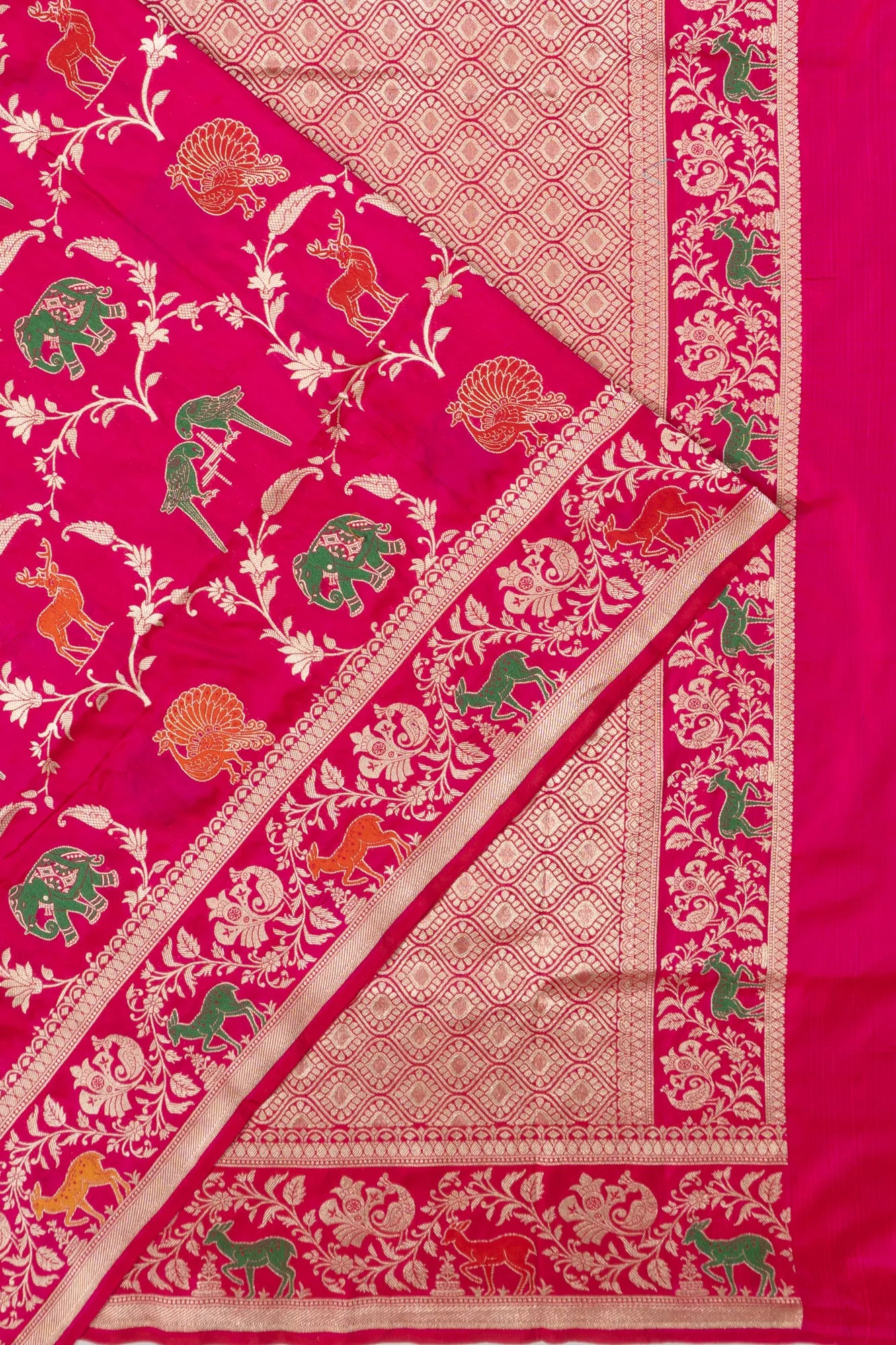 Banarasi Silk Phekwa Jaal And Butta Rani Pink Saree