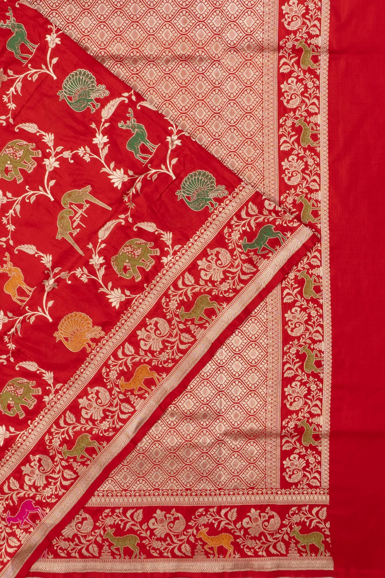 Banarasi Silk Phekwa Jaal And Butta Red Saree