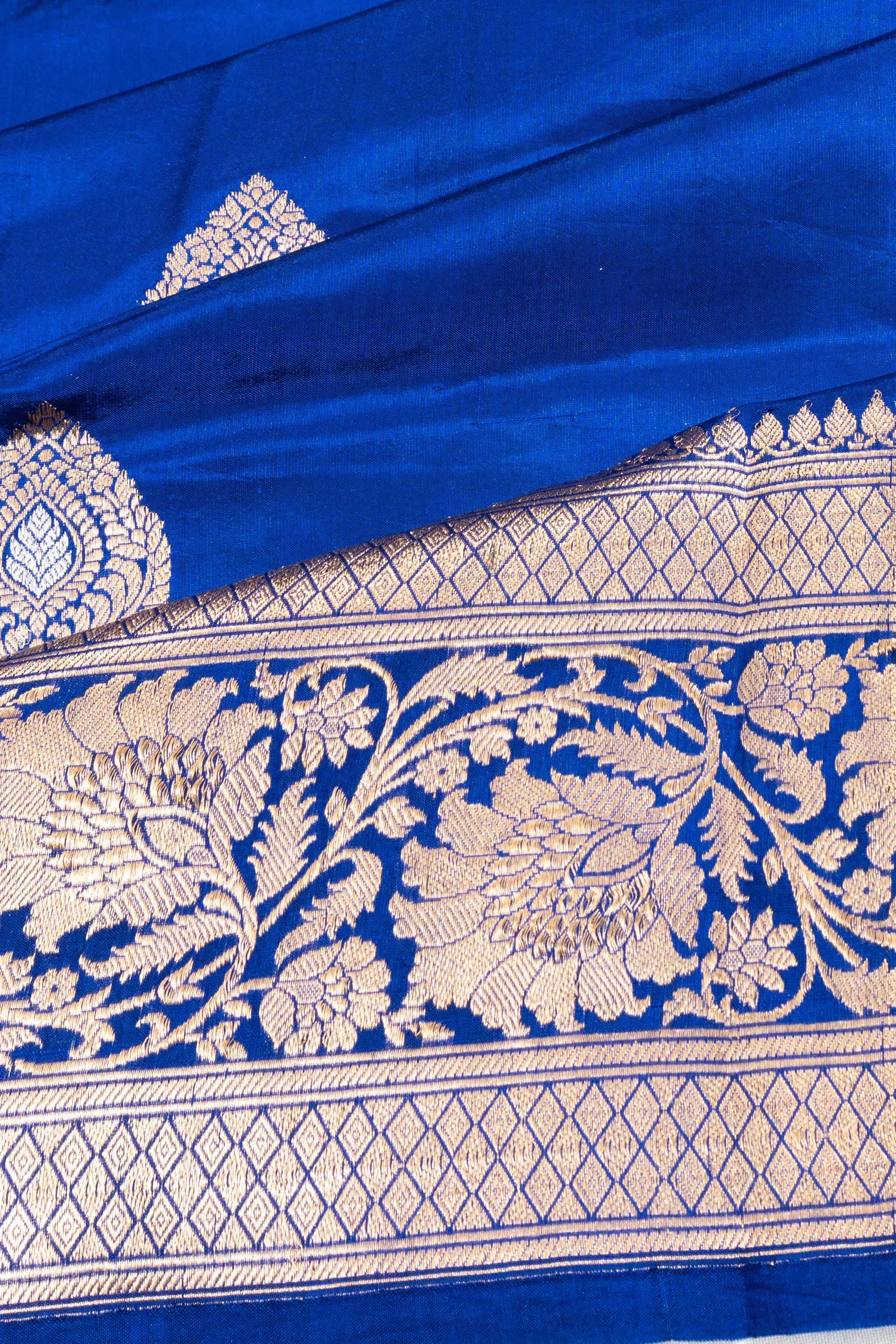 Banarasi Katan Silk Butta Ink Blue Saree