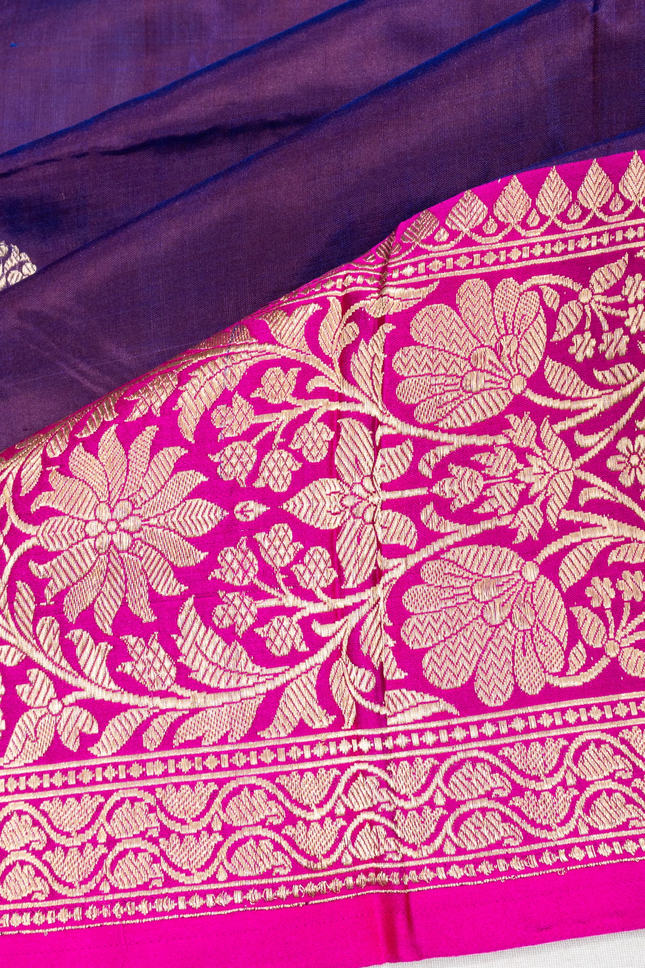Banarasi Katan Silk Butta Violet Saree