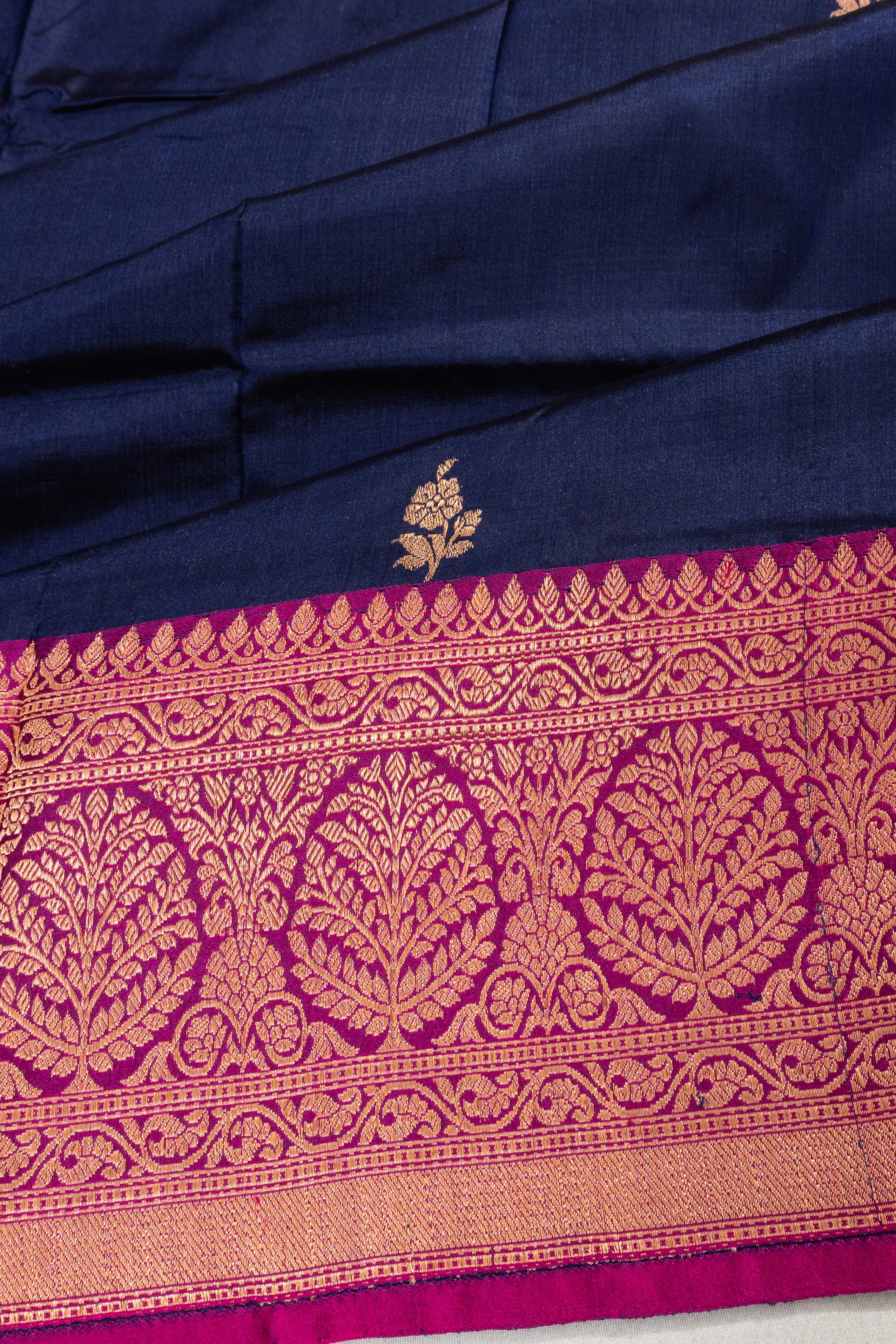 Banarasi Katan Silk Butta Dark Blue Saree
