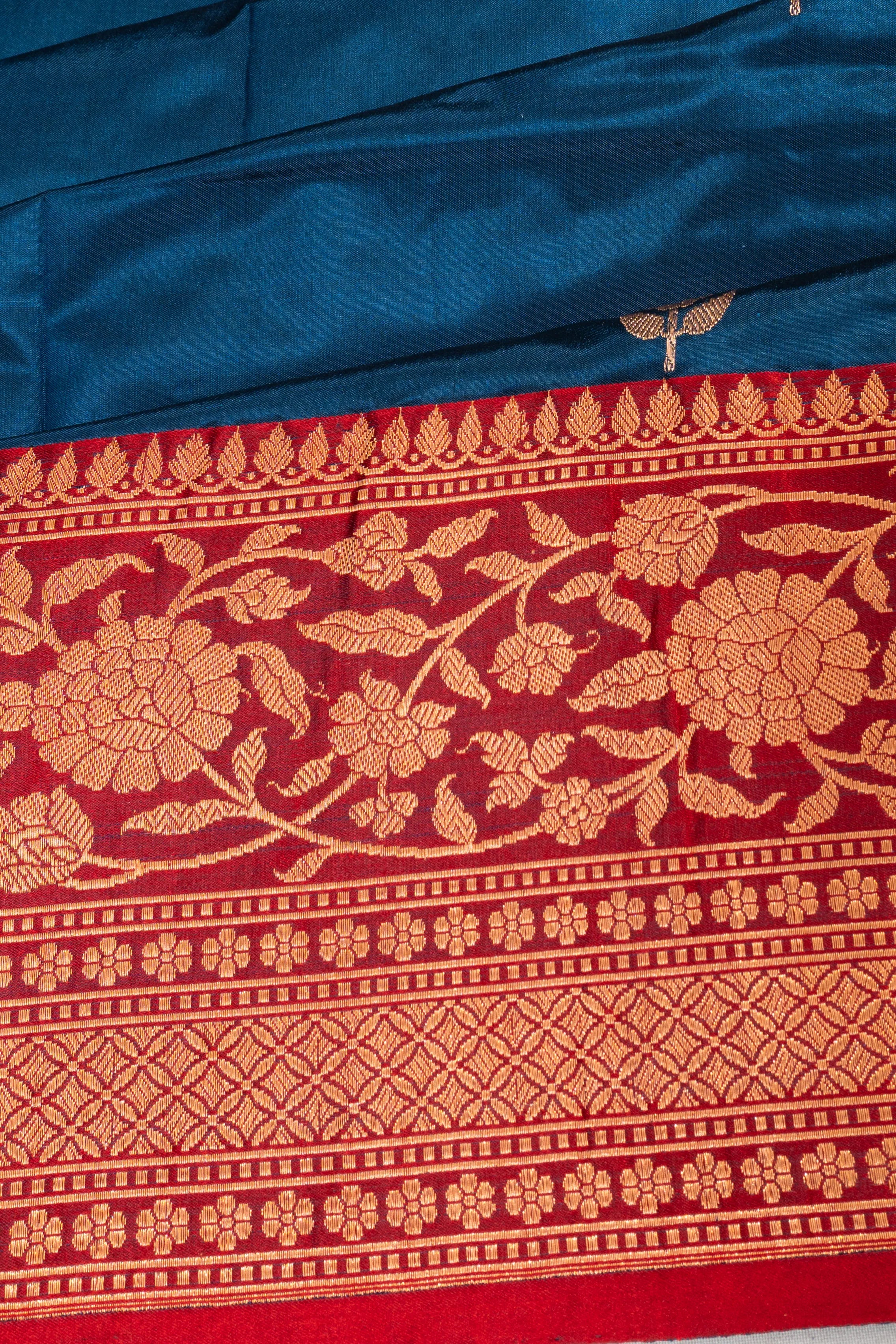 Banarasi Katan Silk Butta Blue Saree