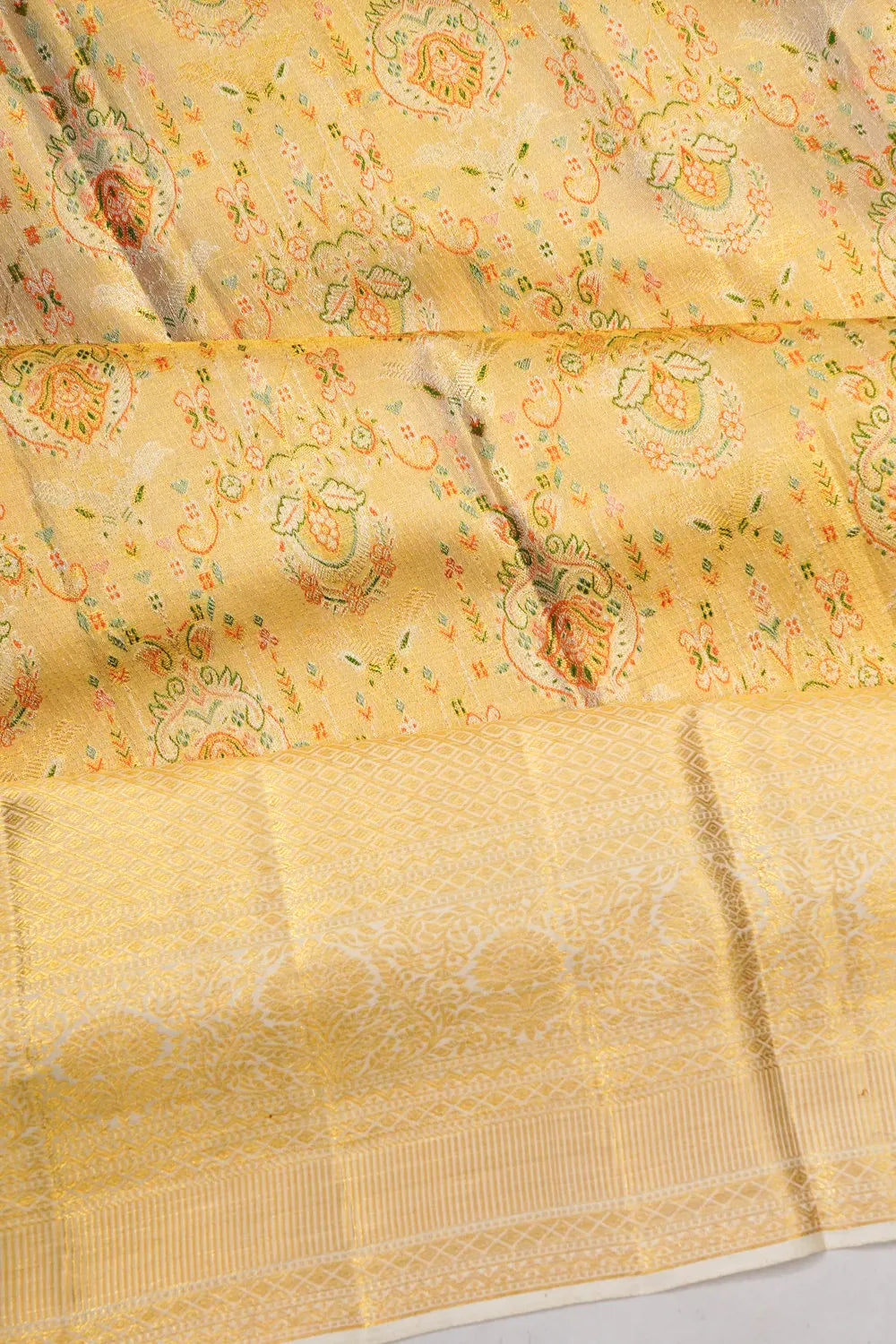 Kanchipuram Silk Tissue Brocade Gold Saree