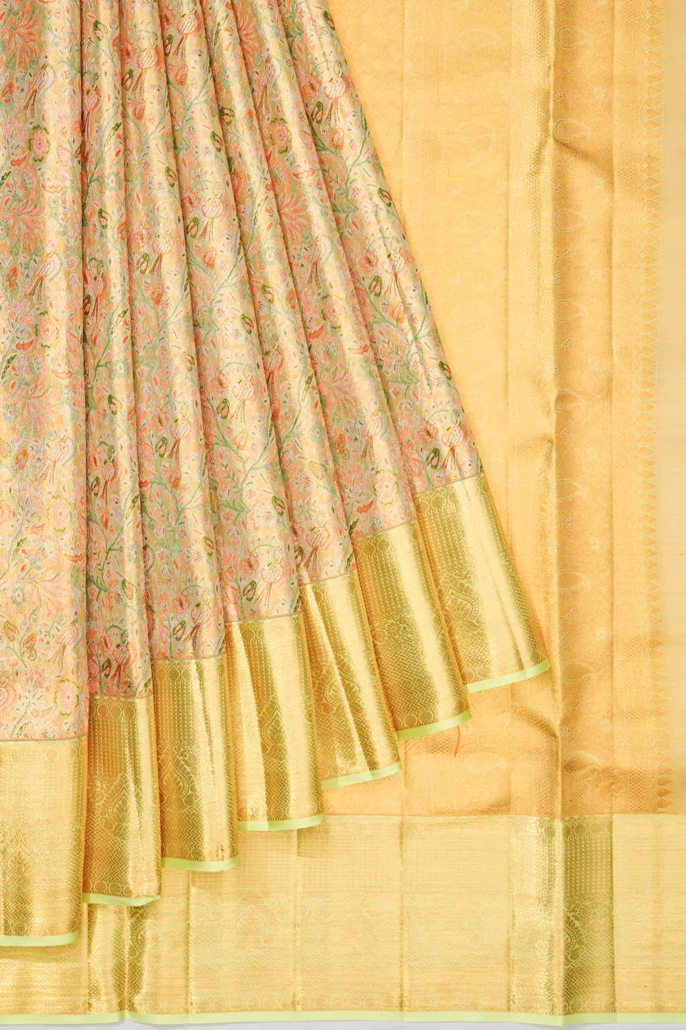 Kanchipuram Silk Tissue Brocade Gold Saree
