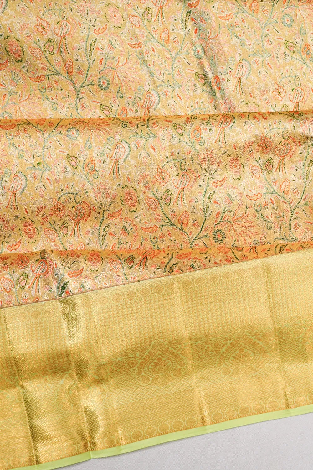 Kanchipuram Silk Tissue Brocade Gold Saree