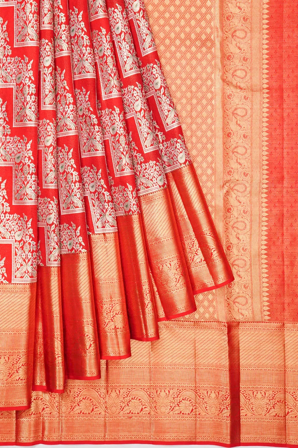 Kanchipuram Silk Jaal Red Saree