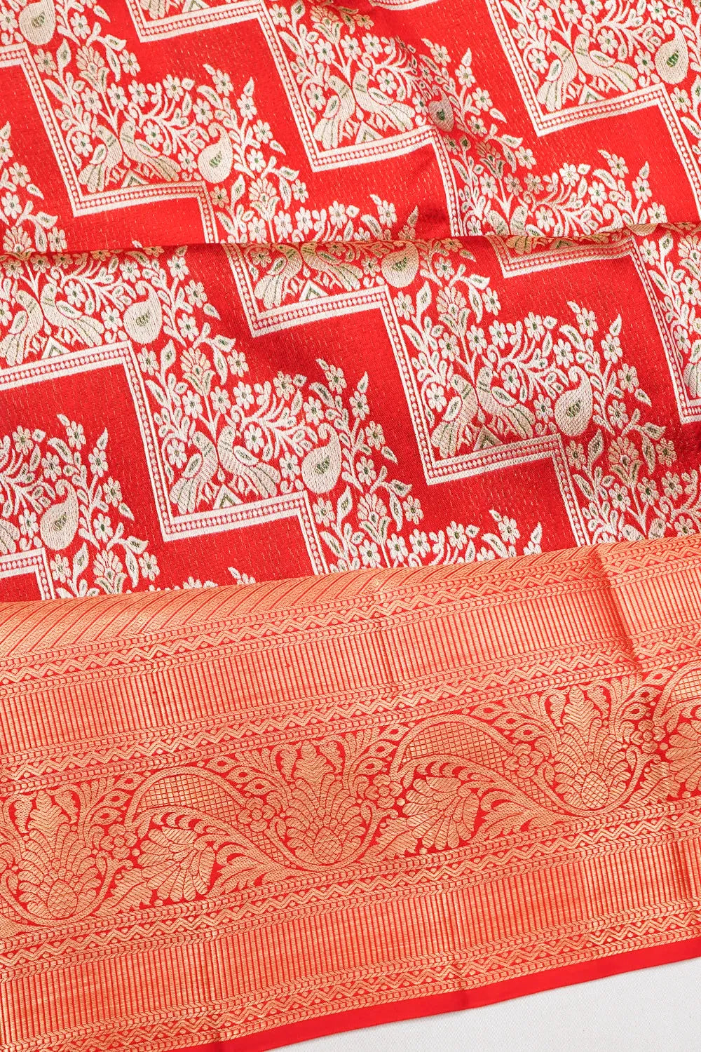 Kanchipuram Silk Jaal Red Saree