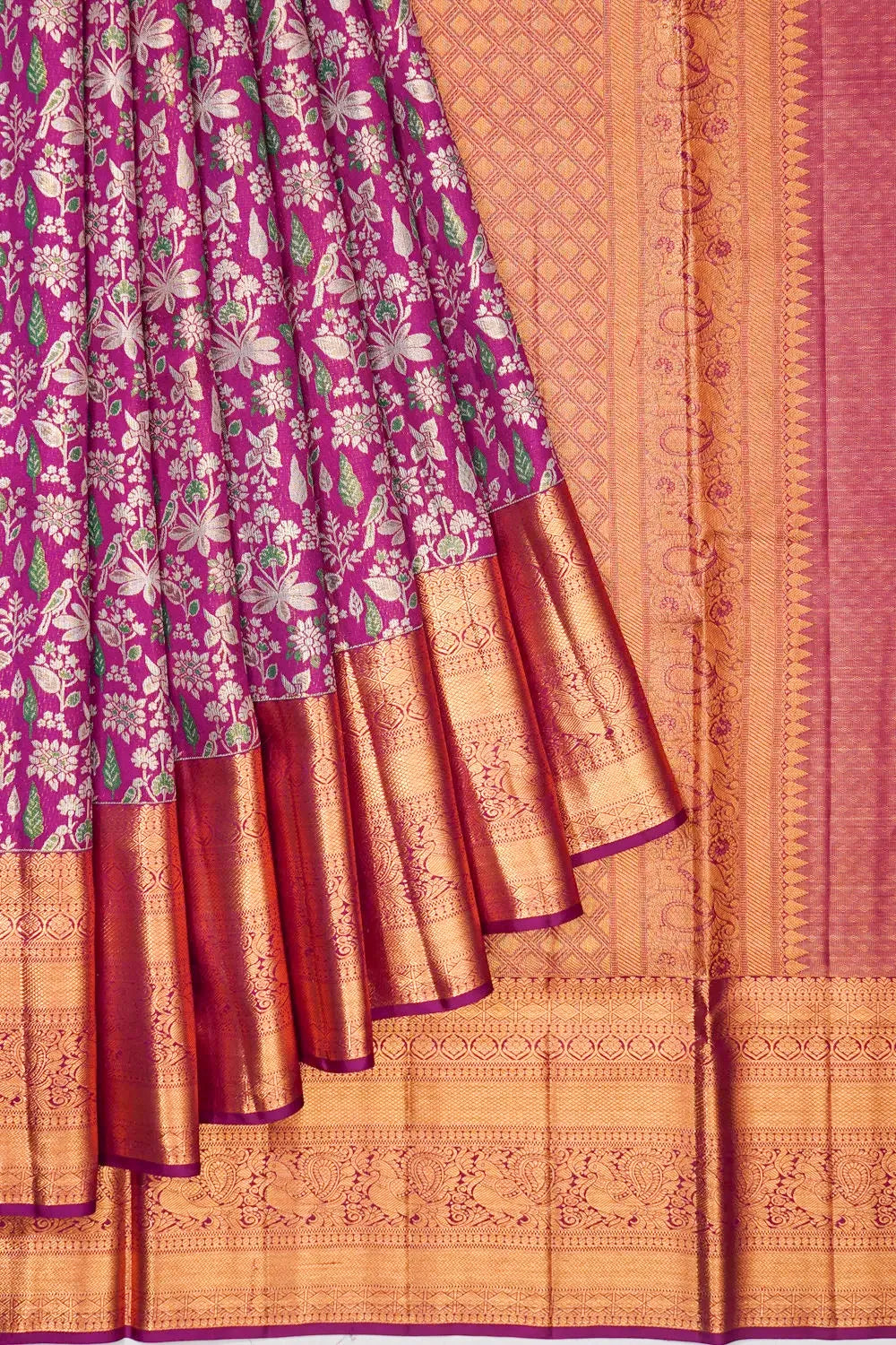 Kanchipuram Silk Jaal Purple Saree