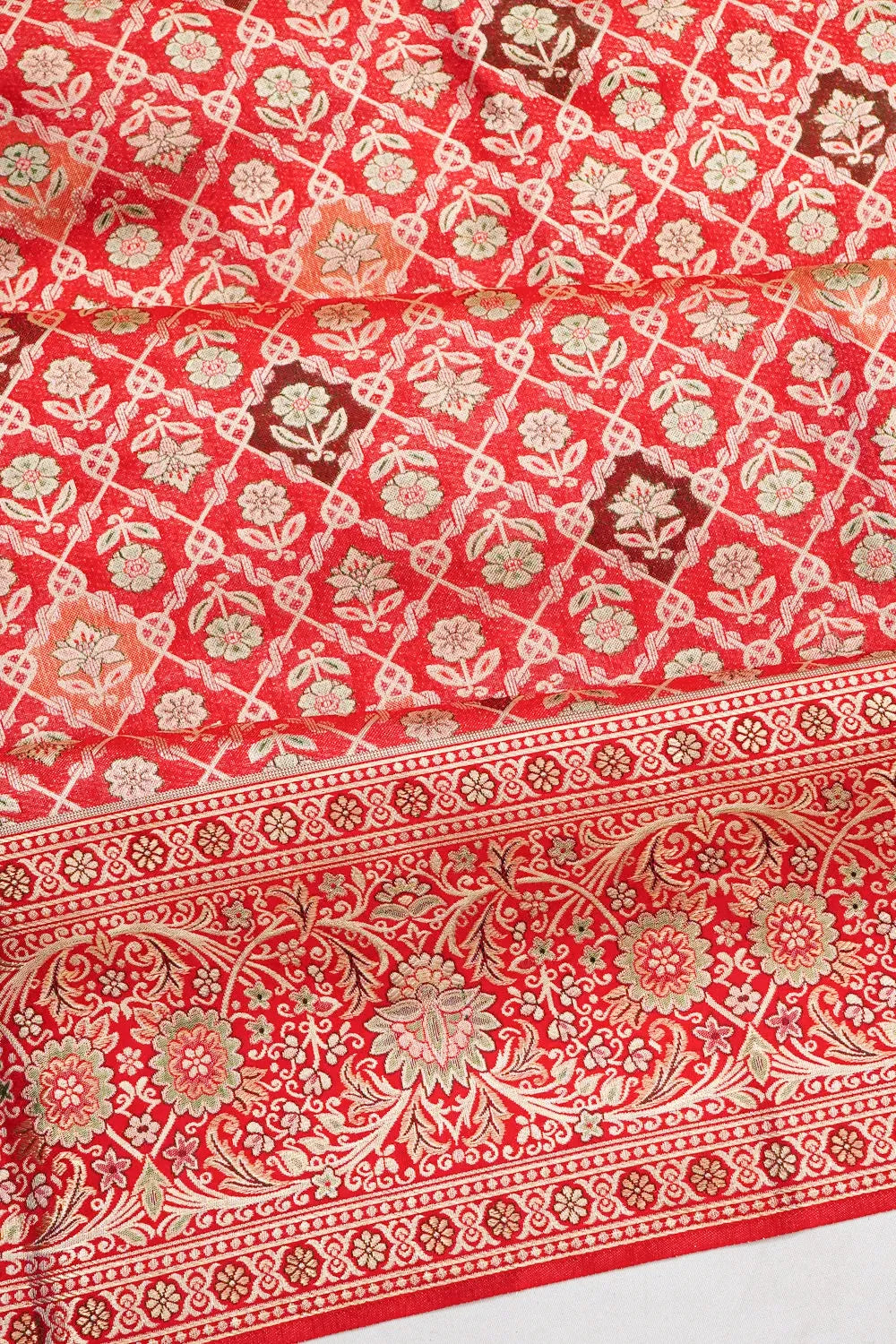 Kanchipuram Silk Tissue Brocade Red Saree