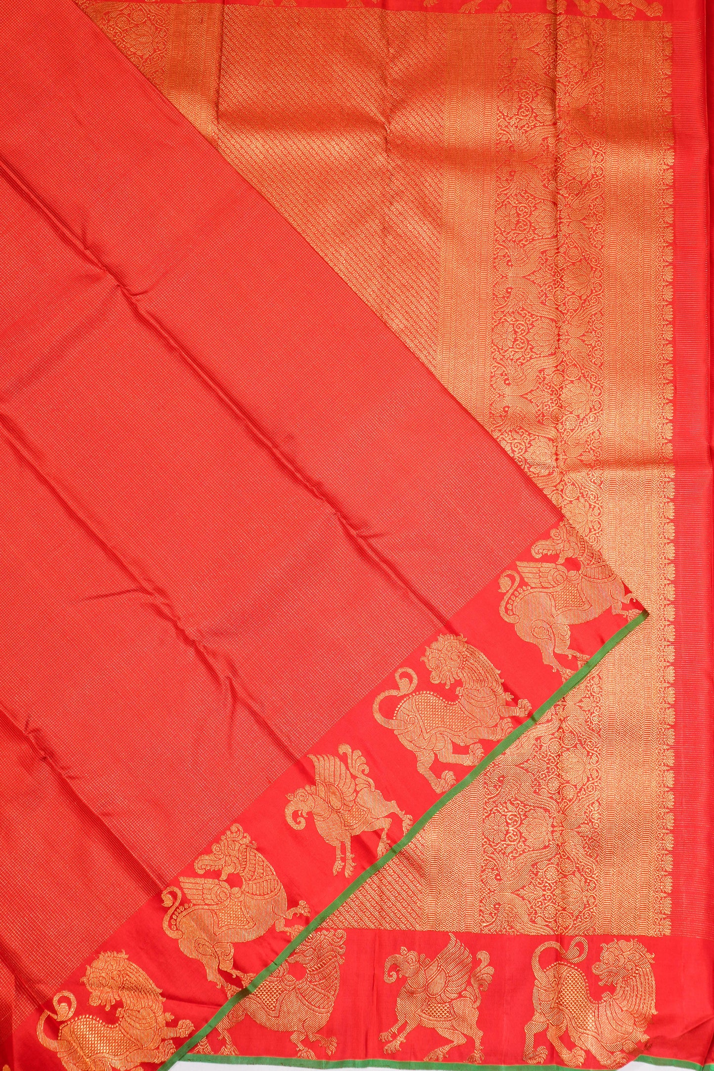 Kanchipuram Silk Kattam Checks Red Saree