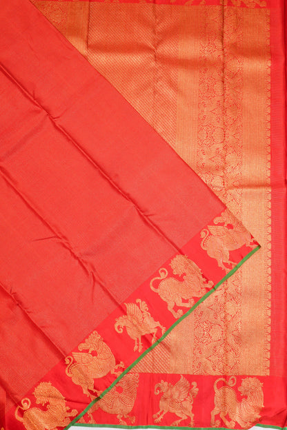 Kanchipuram Silk Kattam Checks Red Saree