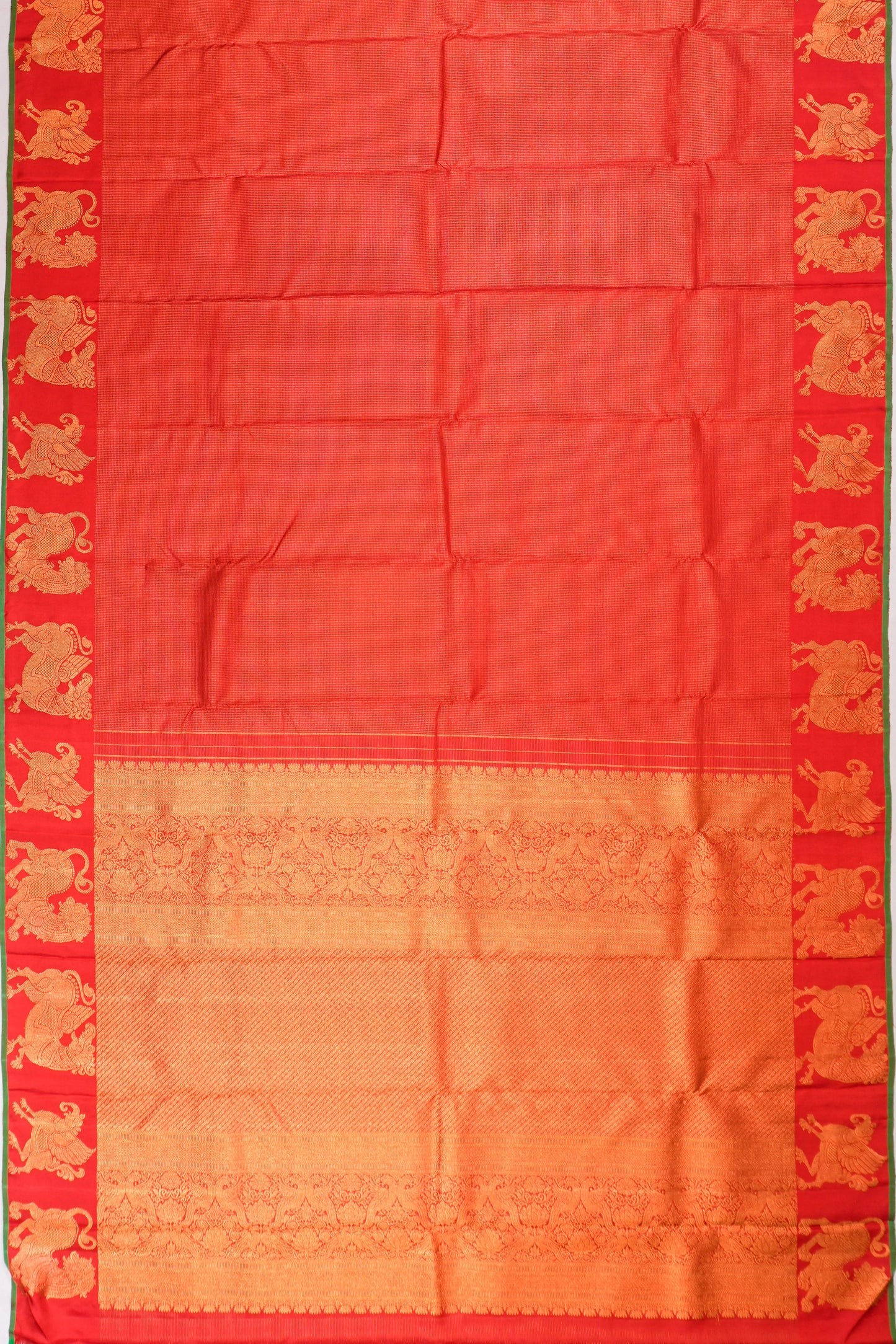 Kanchipuram Silk Kattam Checks Red Saree