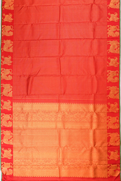 Kanchipuram Silk Kattam Checks Red Saree