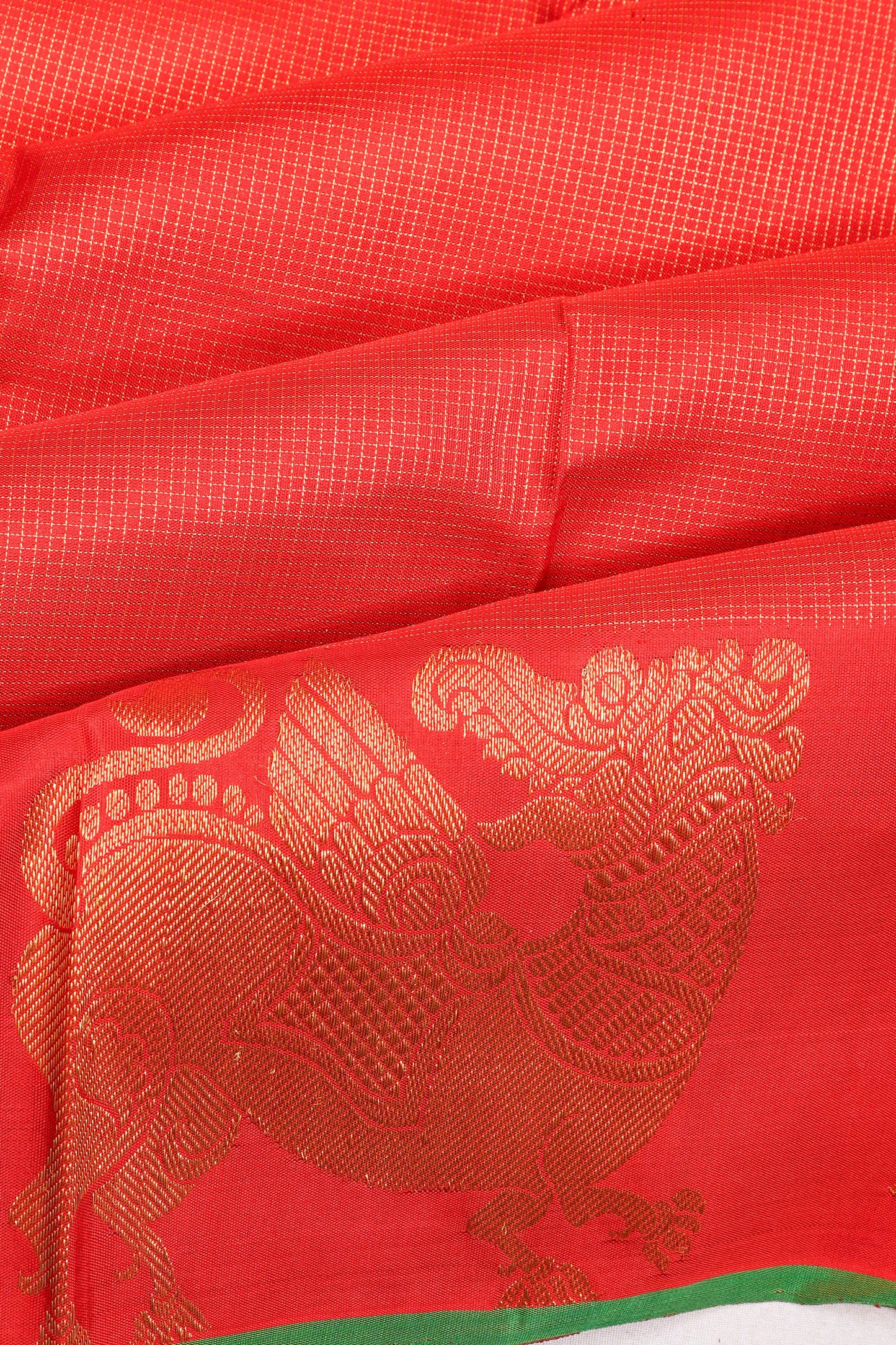 Kanchipuram Silk Kattam Checks Red Saree