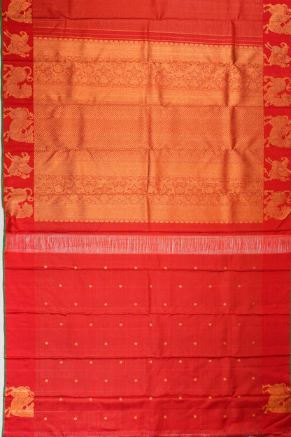 Kanchipuram Silk Kattam Checks Red Saree