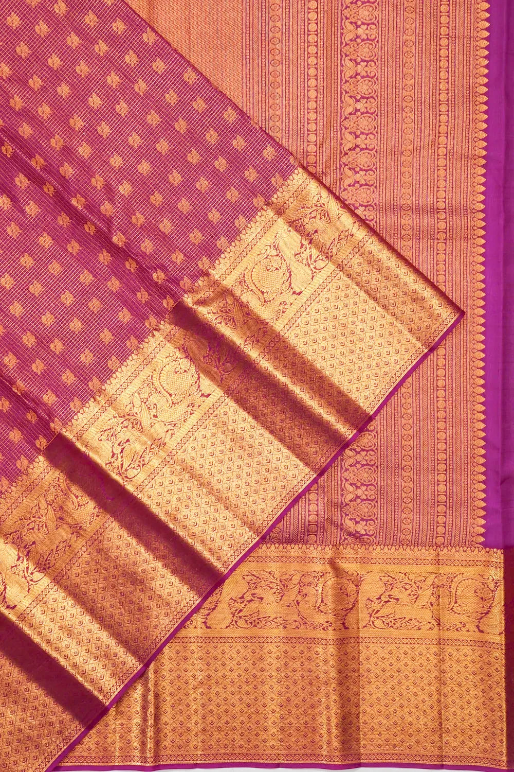Taranga Kanchi Silk Tissue Checks And Butta Pink Saree