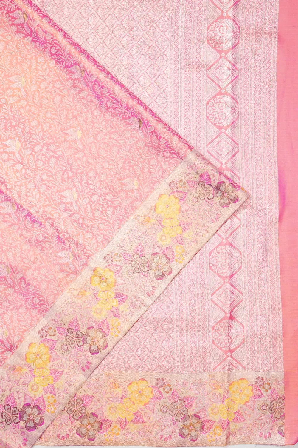 Taranga Kanchi Silk Tissue Brocade Baby Pink Saree