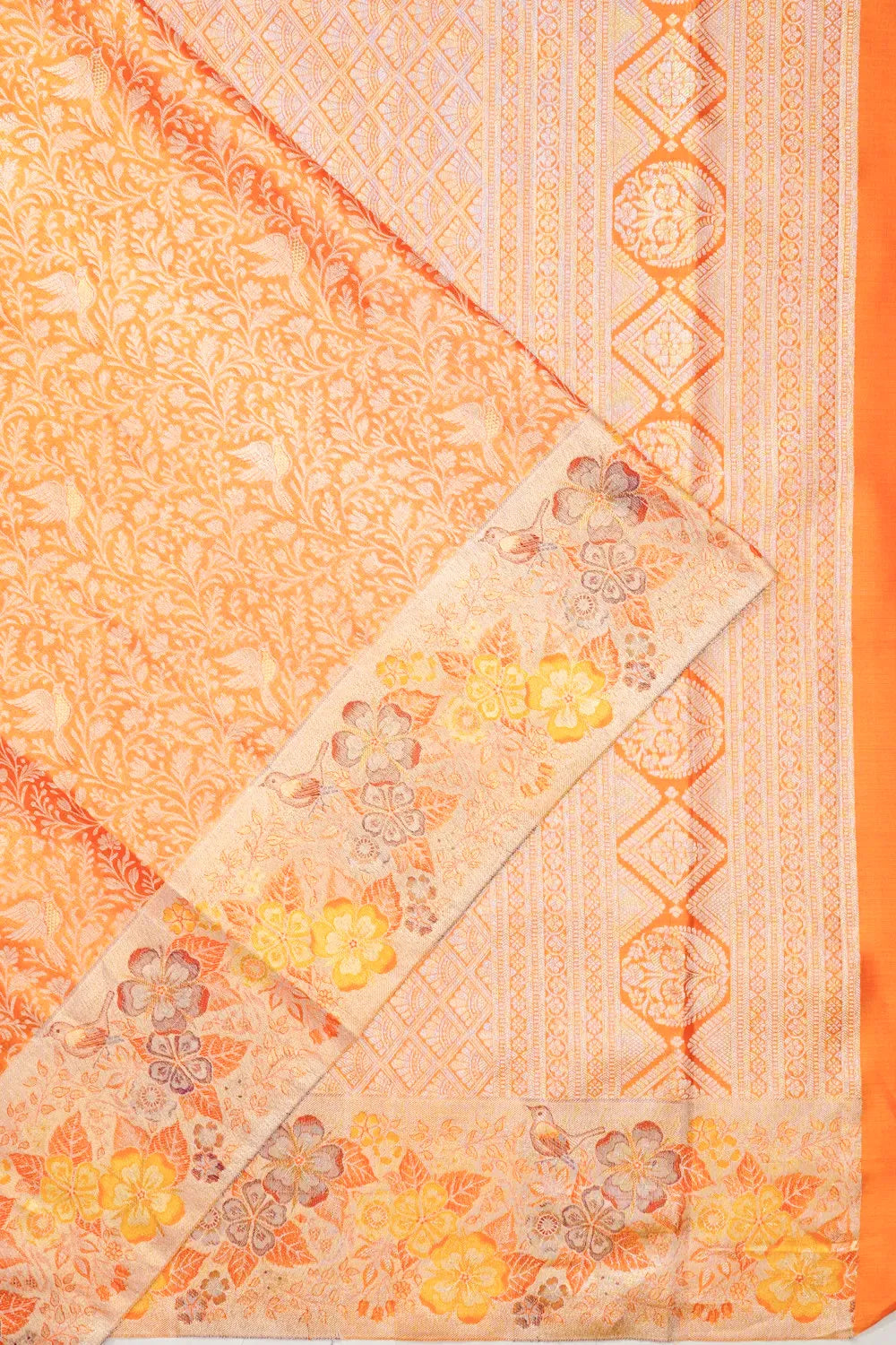Taranga Kanchi Silk Tissue Jaal Brocade Gold Saree