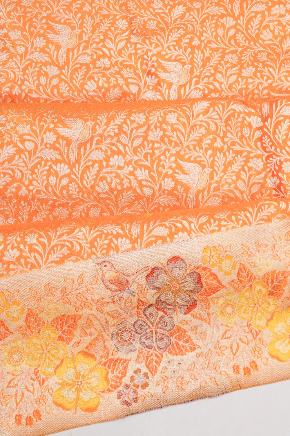 Taranga Kanchi Silk Tissue Jaal Brocade Gold Saree