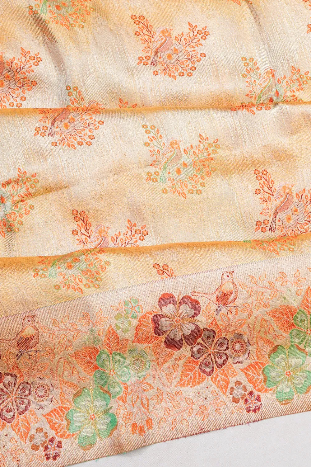 Taranga Kanchi Silk Tissue Brocade Gold Saree