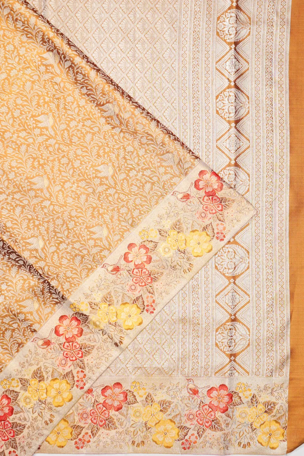 Taranga Kanchi Silk Brocade Brown Saree