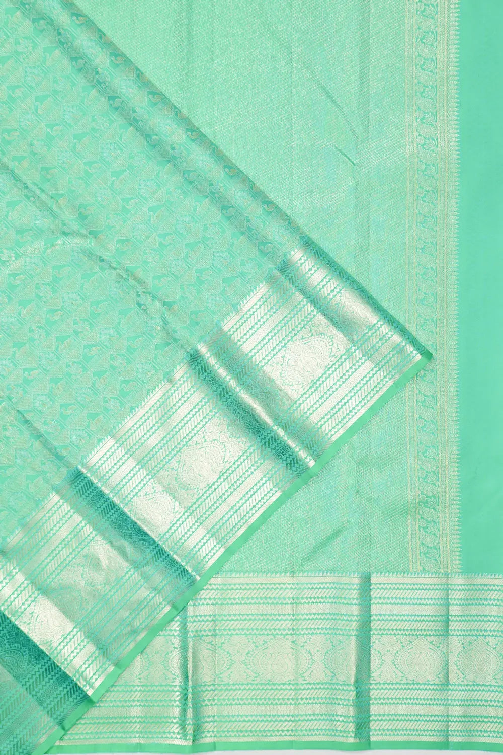 Kanchipuram Silk Brocade Sea Blue Saree