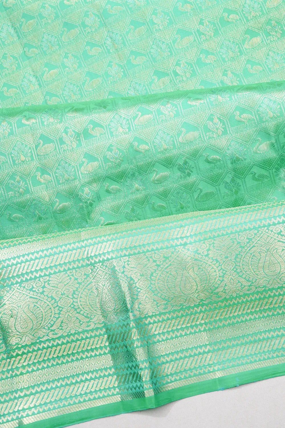 Kanchipuram Silk Brocade Sea Blue Saree