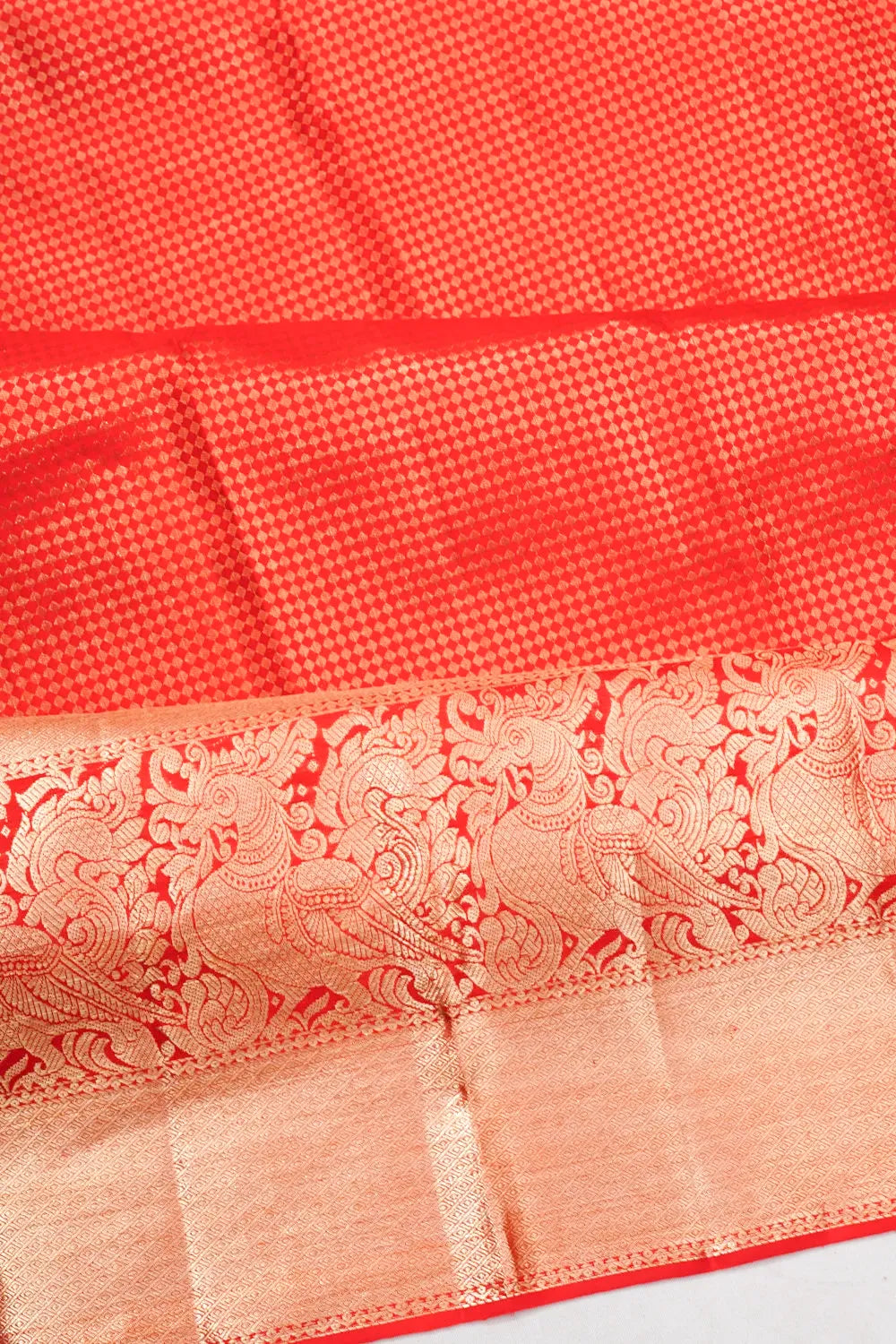 Kanchipuram Silk Brocade Red Saree