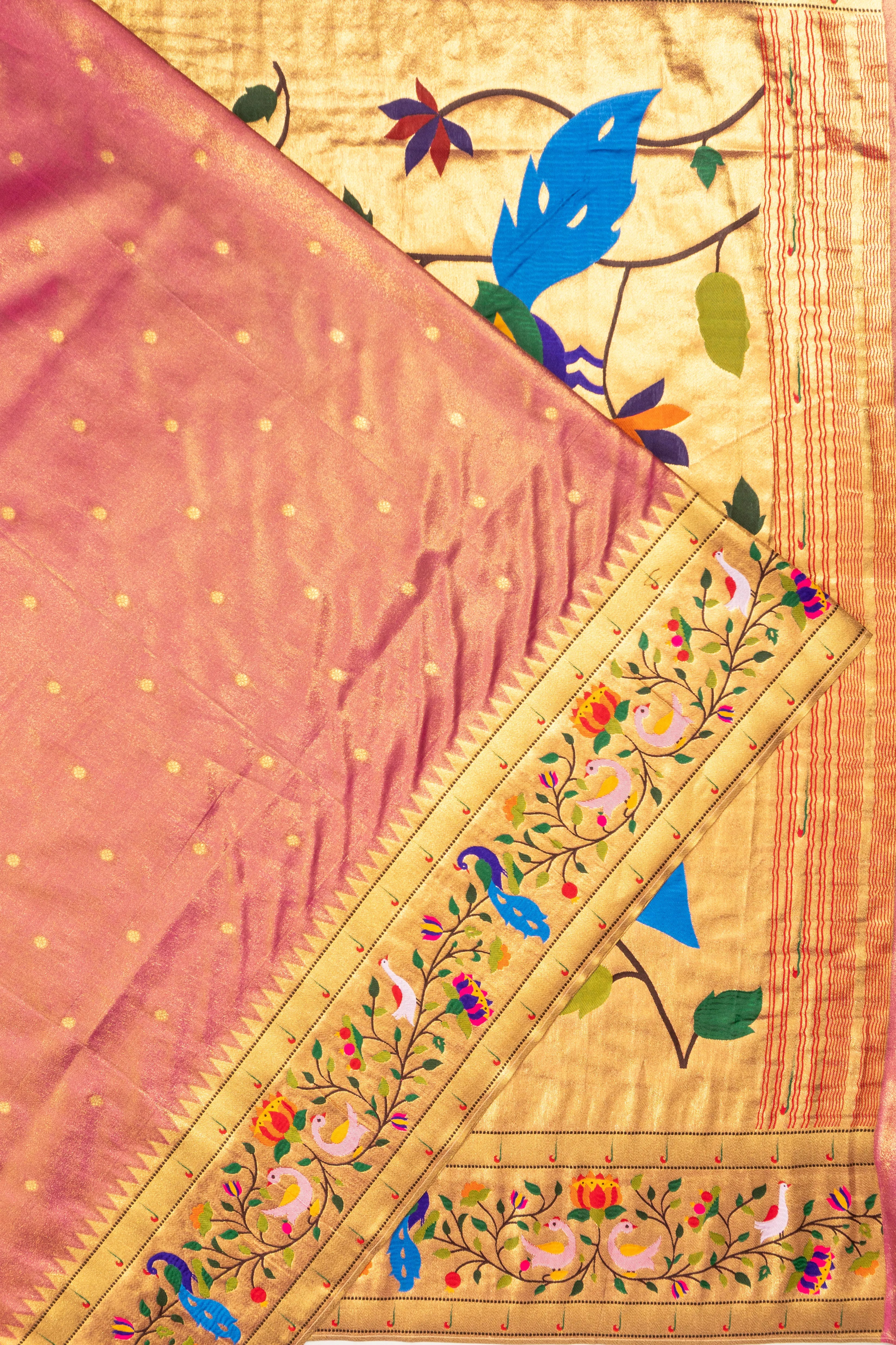 Muniya Silk Tissue Butta Pink Saree