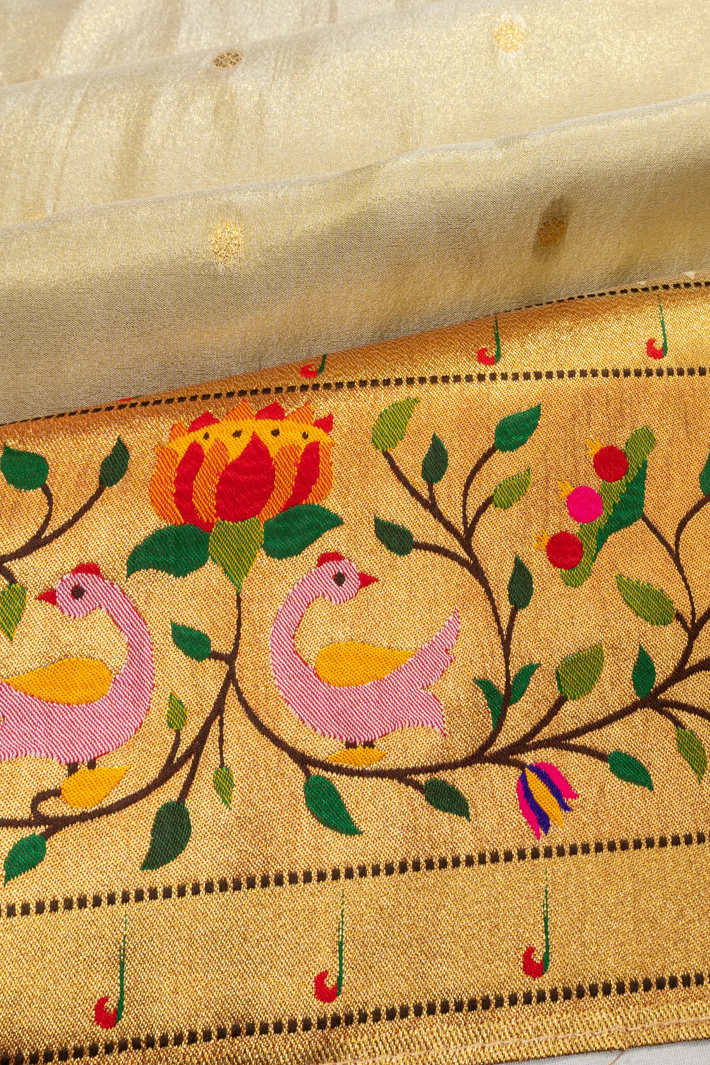 Muniya Silk Tissue Butta Grey Saree