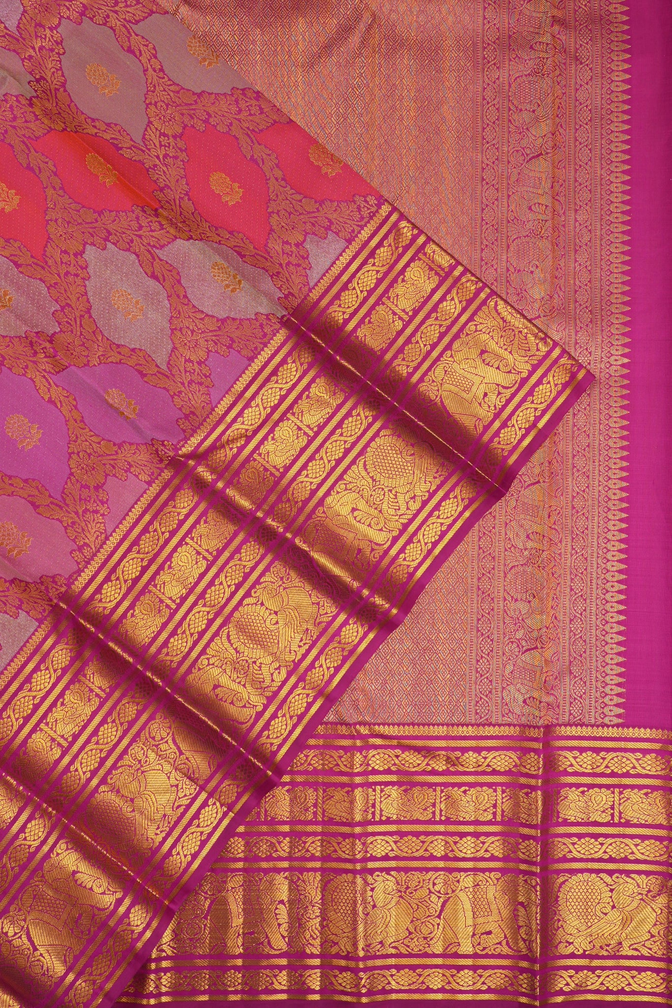 Kanchipuram Silk Brocade Purple Saree