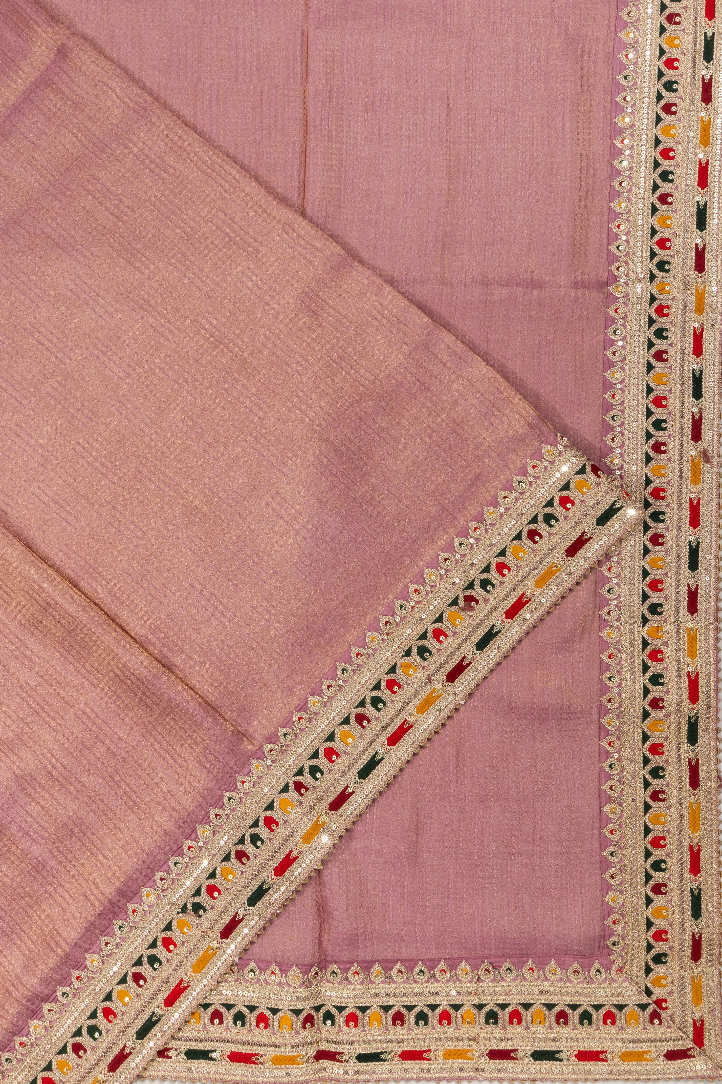 Organza Tissue Geometric Pattern Lavender Saree With Readymade Blouse