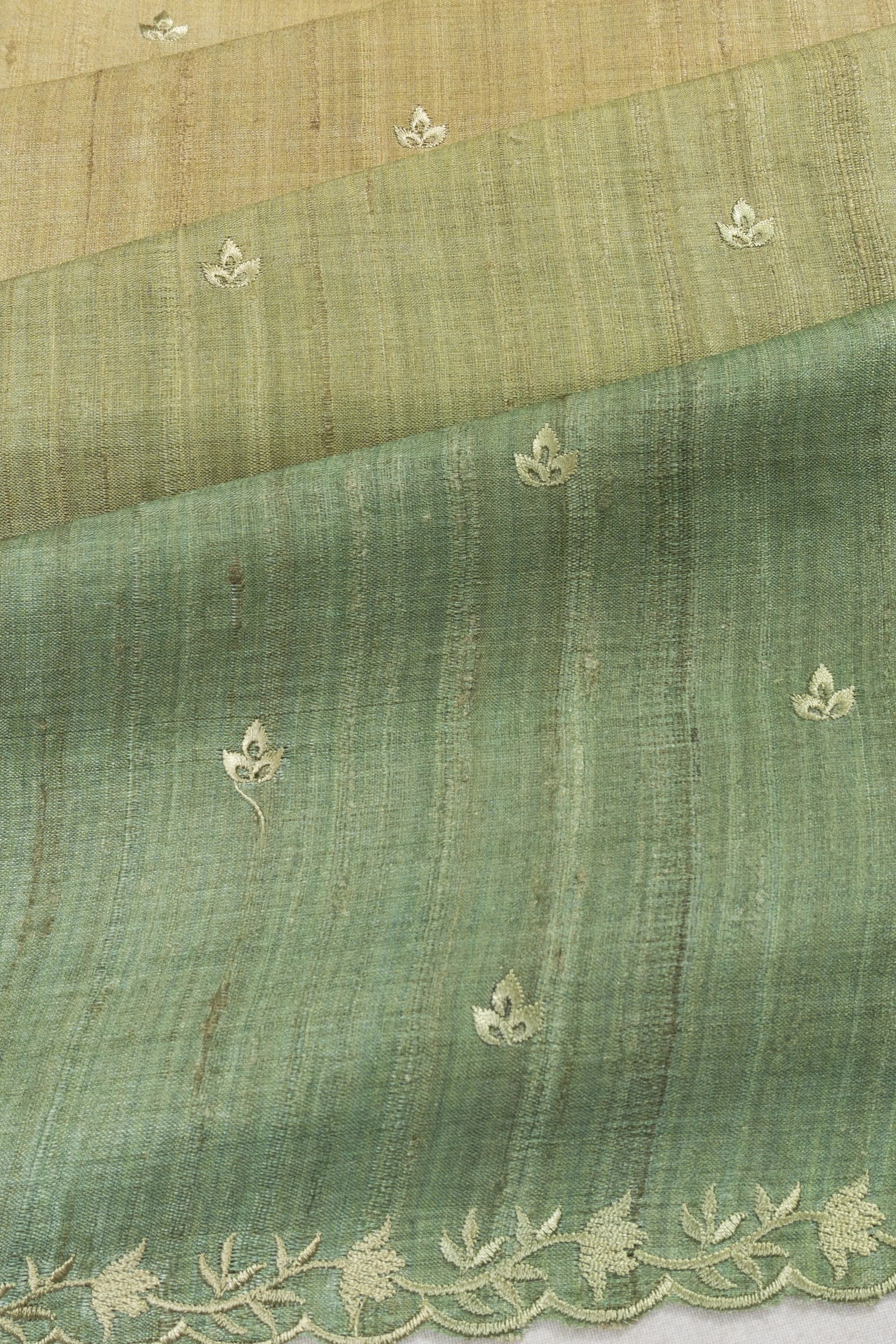 Tussar Butta Dual Tone Green Saree