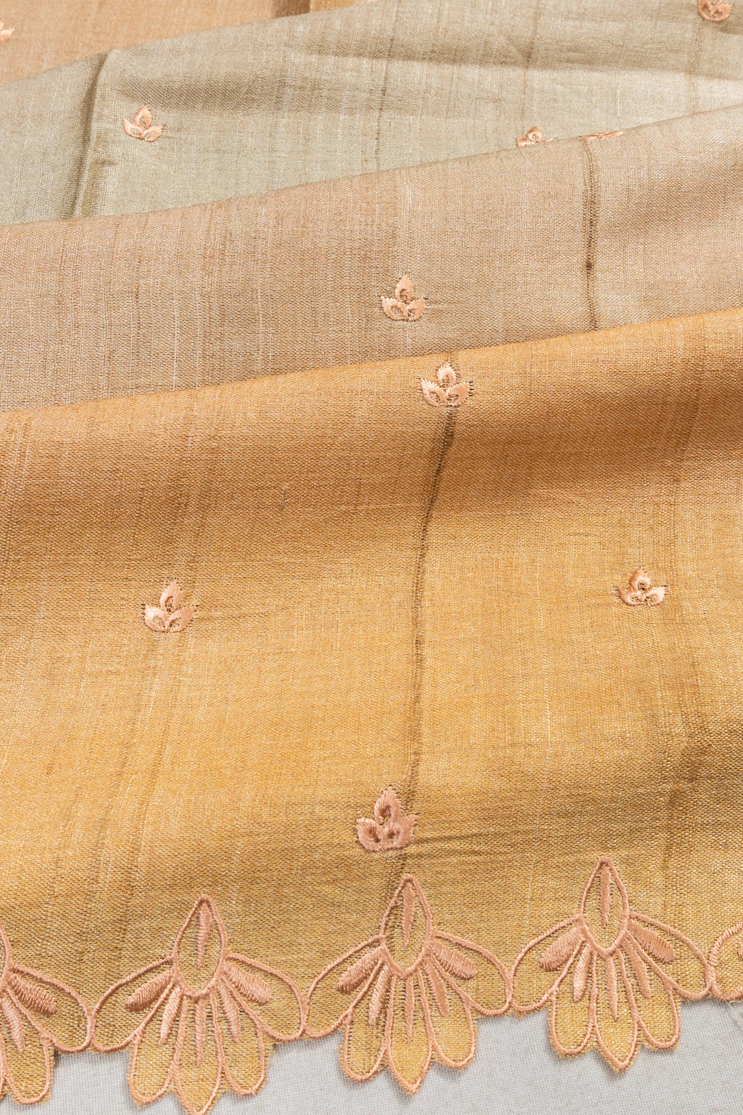 Tussar Butta Dual Tone Sea Yellow Saree