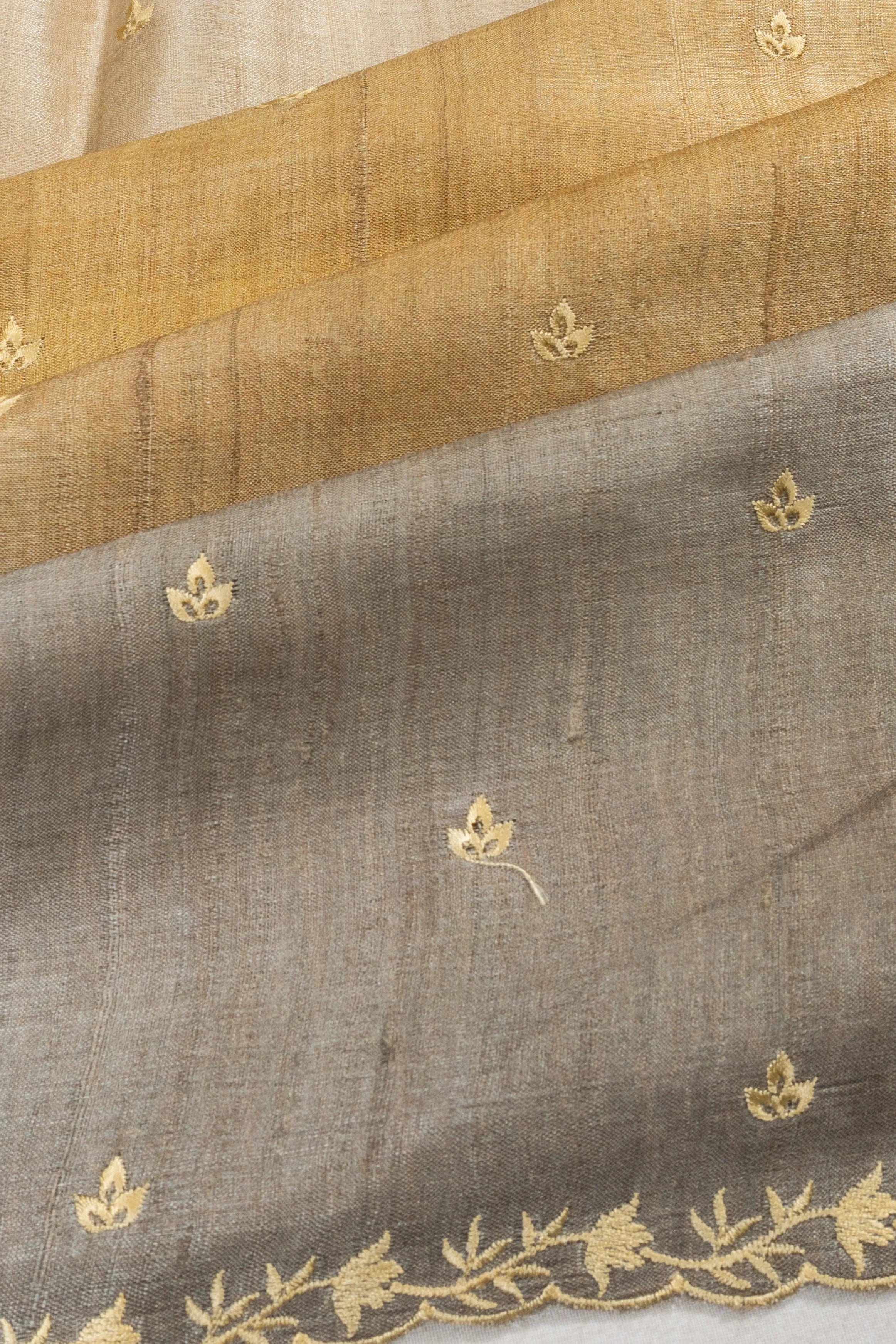 Tussar Butta Dual Tone Sea Grey Saree