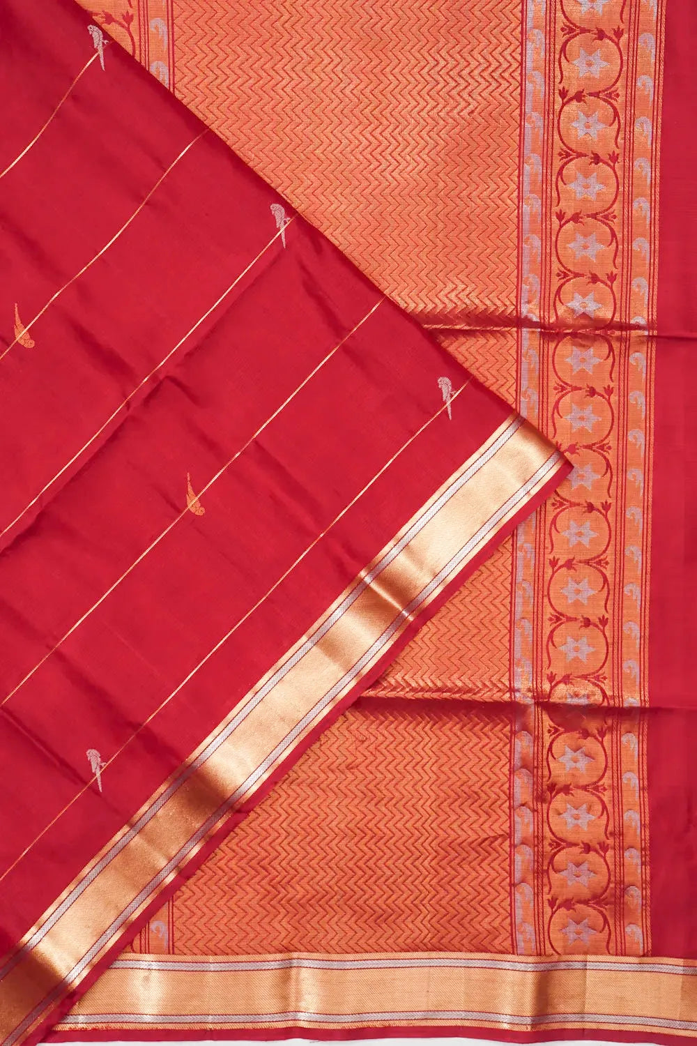 Coimbatore Soft Silk Bird Butta Red Saree