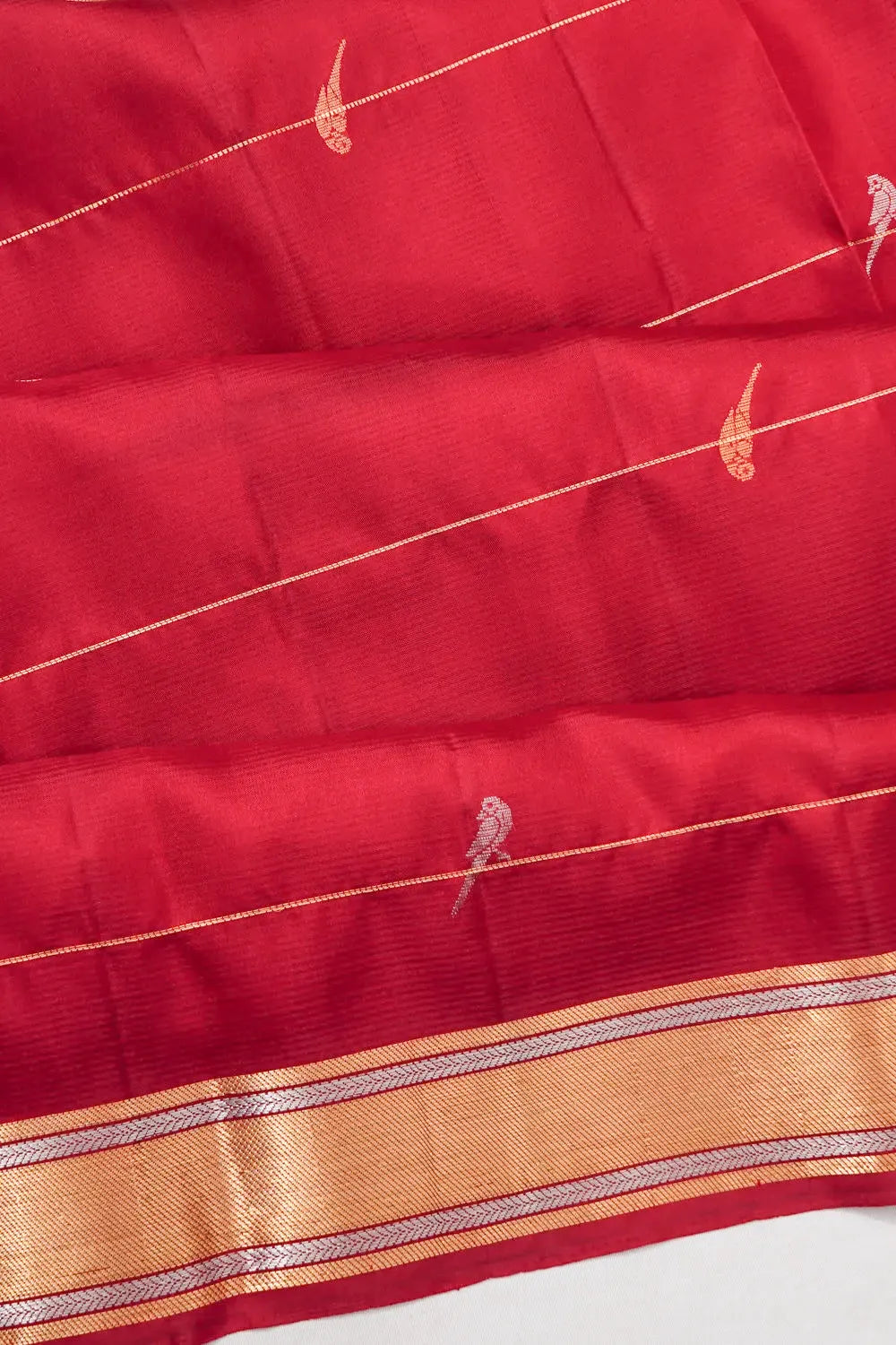 Coimbatore Soft Silk Bird Butta Red Saree